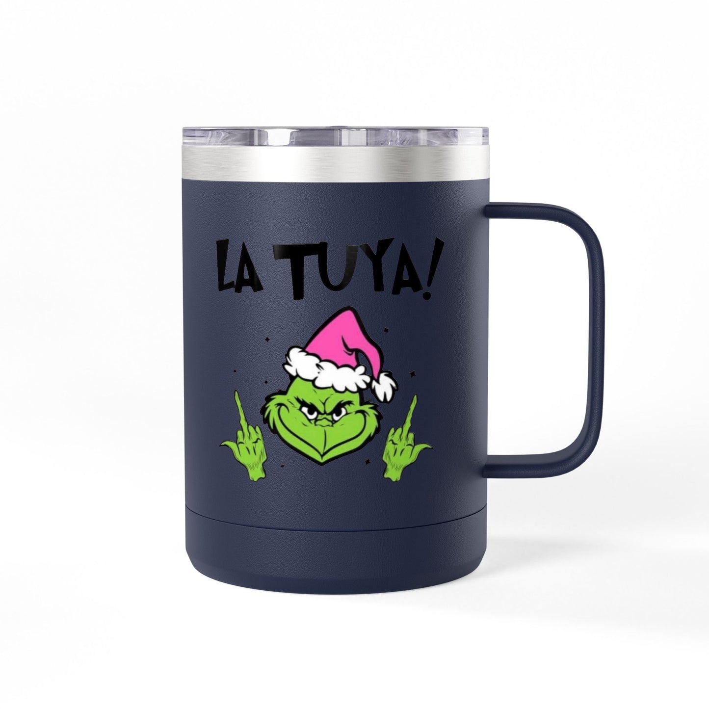 Holiday Grinch Coffee Mug Tumbler - 15oz Vaso / Taza de Acero Inoxidable – Diseño Navideño