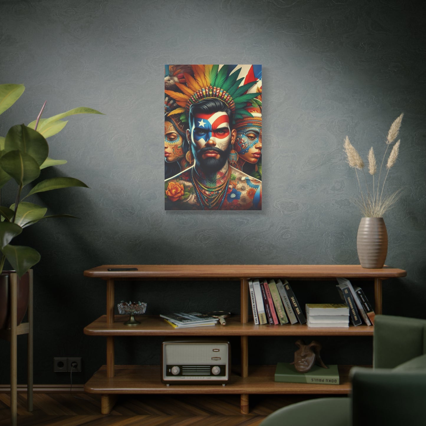 La Isla del Encanto Taíno Symbol Design Vibrant Cultural Art Canvas Print, Wall Decor, Home Decoration, Unique Artwork, Bohemian Style, Gift for Art Lovers