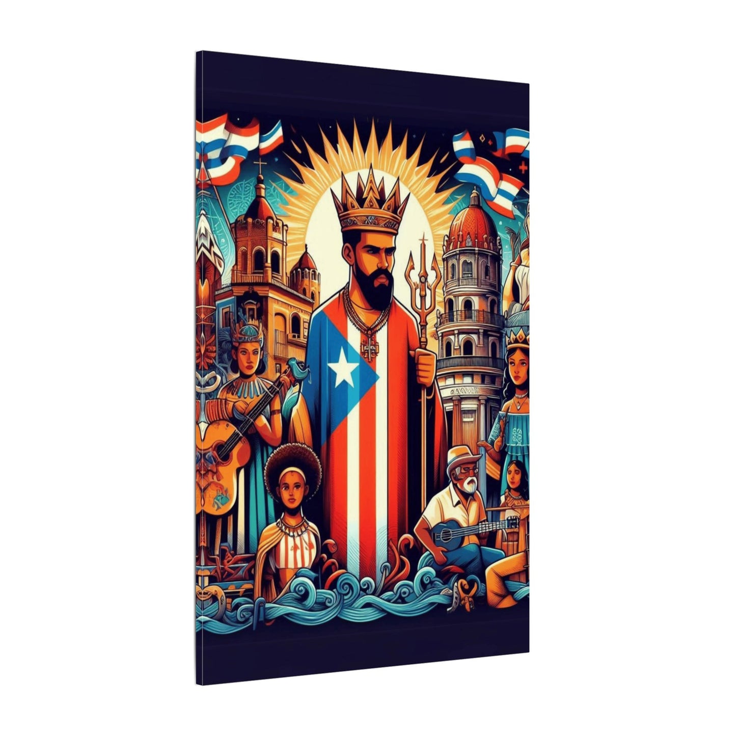 Vibrant Puerto Rican Art Canvas, Cultural Wall Decor, Celebration Decor, Unique Gift, Home Accent, Multi-Size