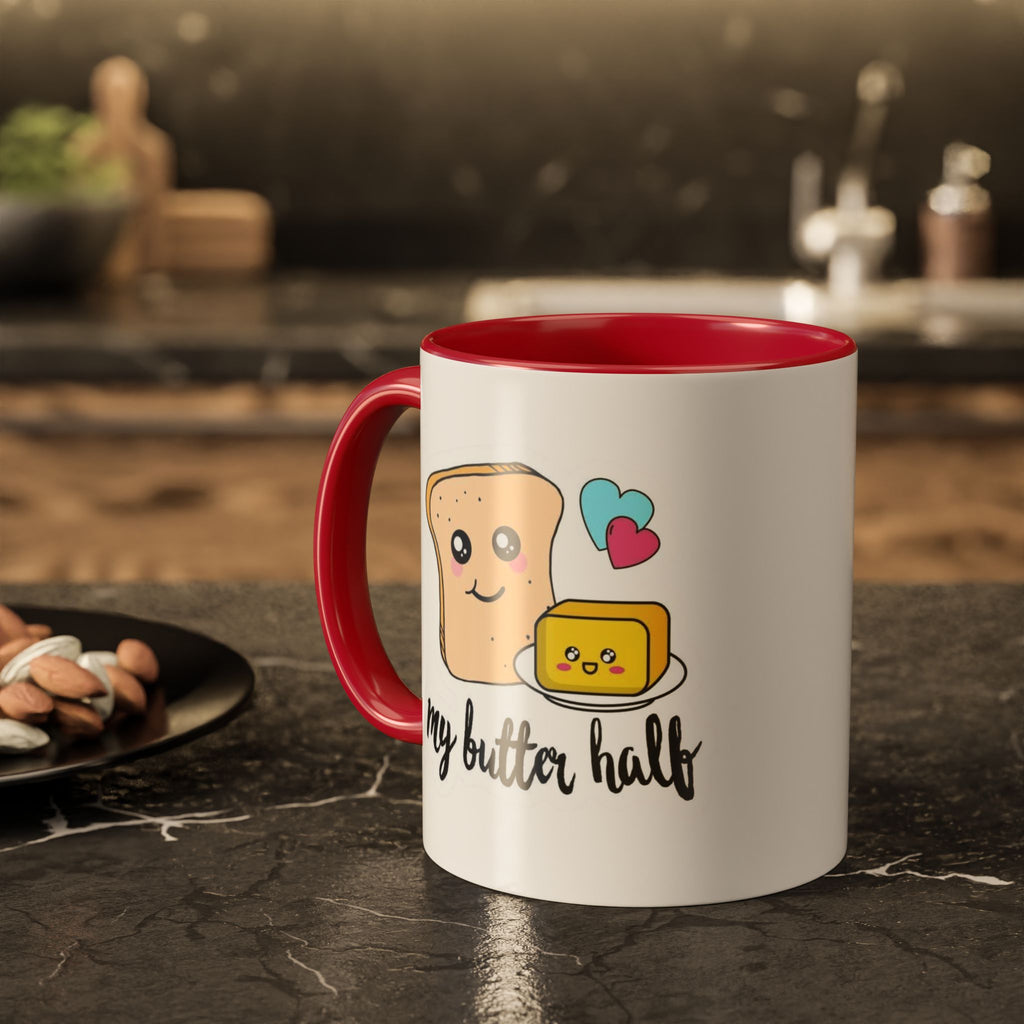 Motivational & Funny Quote Mugs Uplifting Coffee Cup Gifts Cute Foodie Relationship Mug My Butter Half Design, Colorful 11oz & 15oz