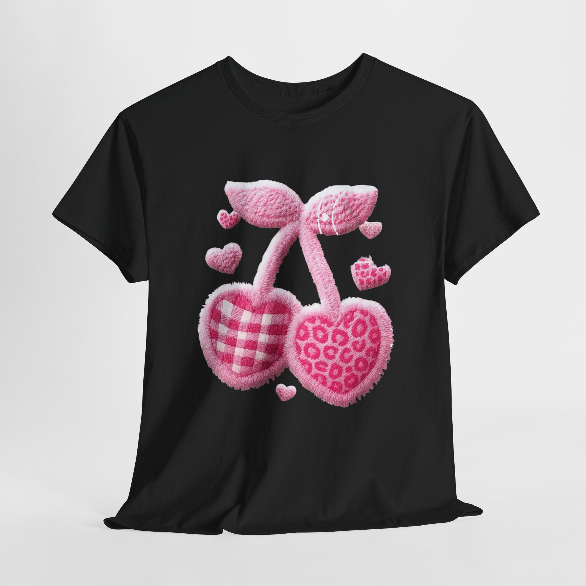 Pink Heart Cherries Tee  LOVE Graphic Valentine T-Shirt