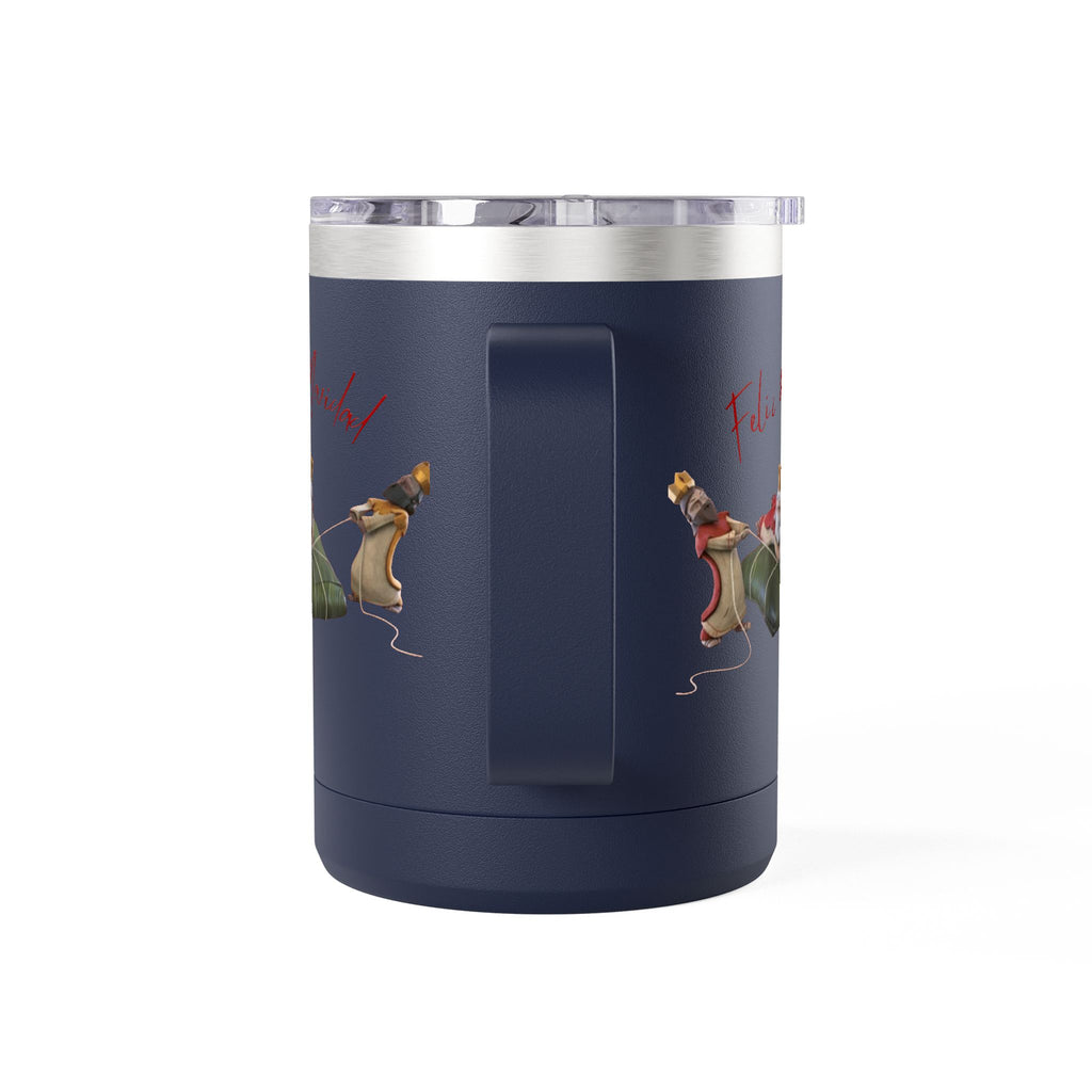 3 KINGS Holiday Travel Tumbler — 'Feliz Navidad' Dachshund Santa Design Coffee Cup for Fun Celebrations