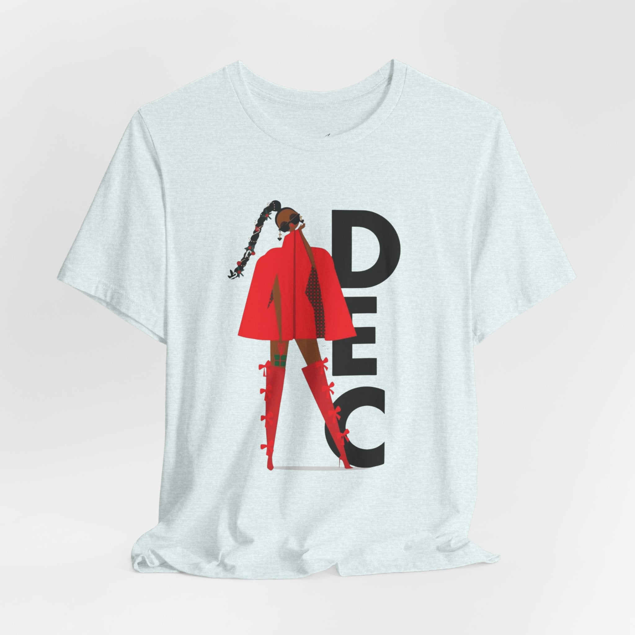 December Fashion Tee  Red Coat Model Graphic Shirt