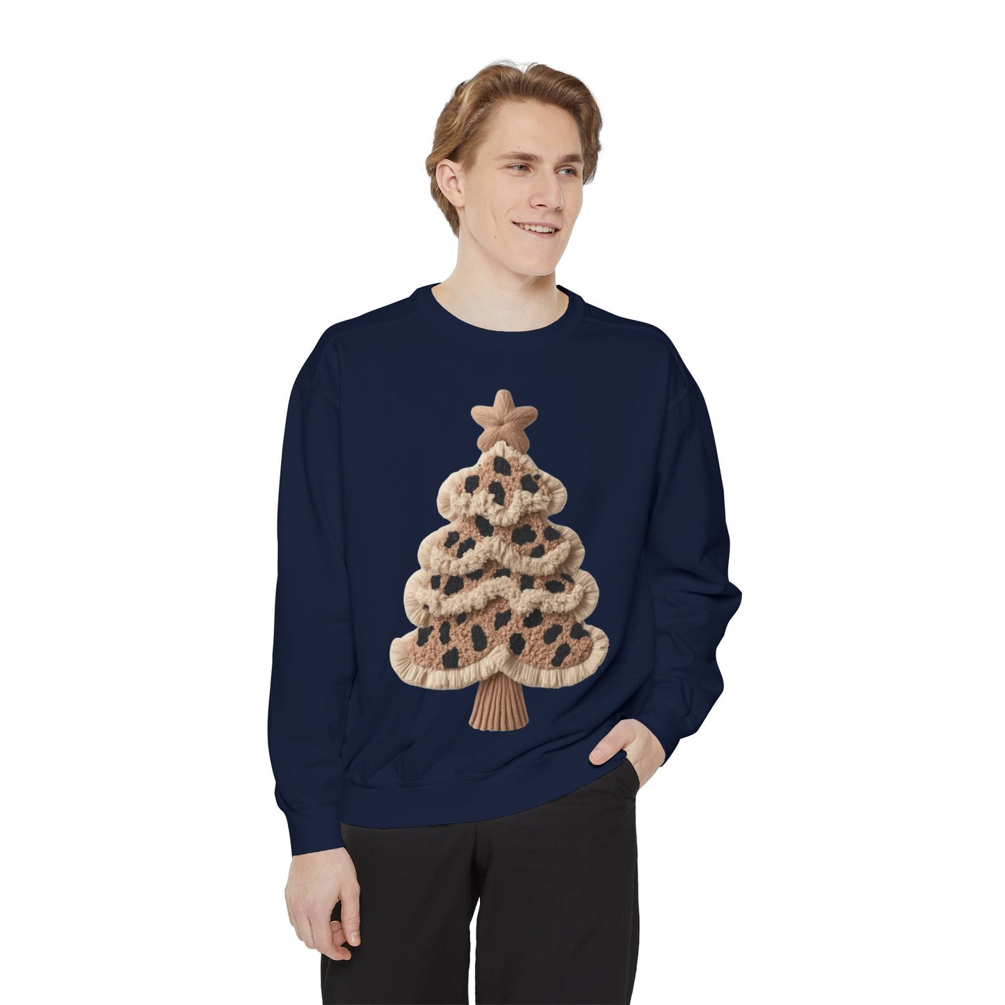 Leopard Knit Christmas Tree Sweatshirt unique festive designs and joyful