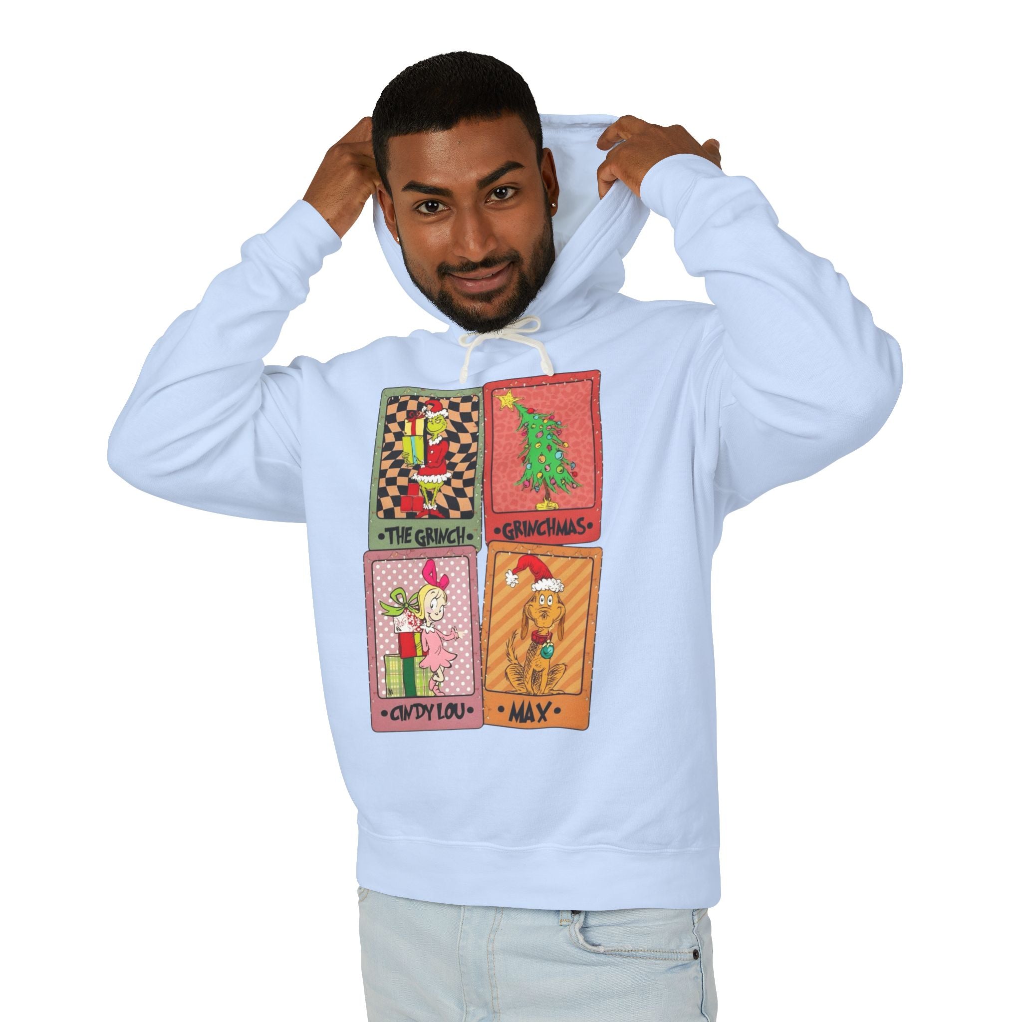 Grinchy Holiday Hoodie  'The Grinch' Christmas Cards Vintage Patch Pullover Cartoon Christmas T-shirts and Sweaters