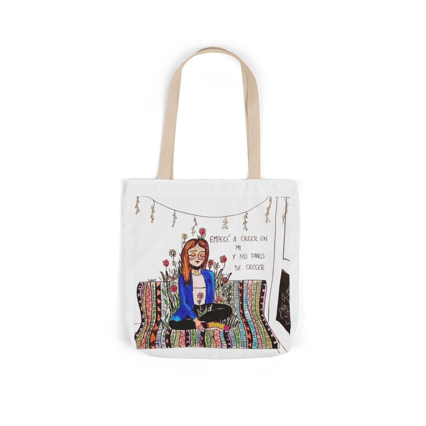 Lleva inspiración contigo a donde vayas Bohemian Style Canvas Tote Bag, Inspirational Art, Ideal for Gifts, Eco-Friendly Shopping, Beach Days, Travel Adventures