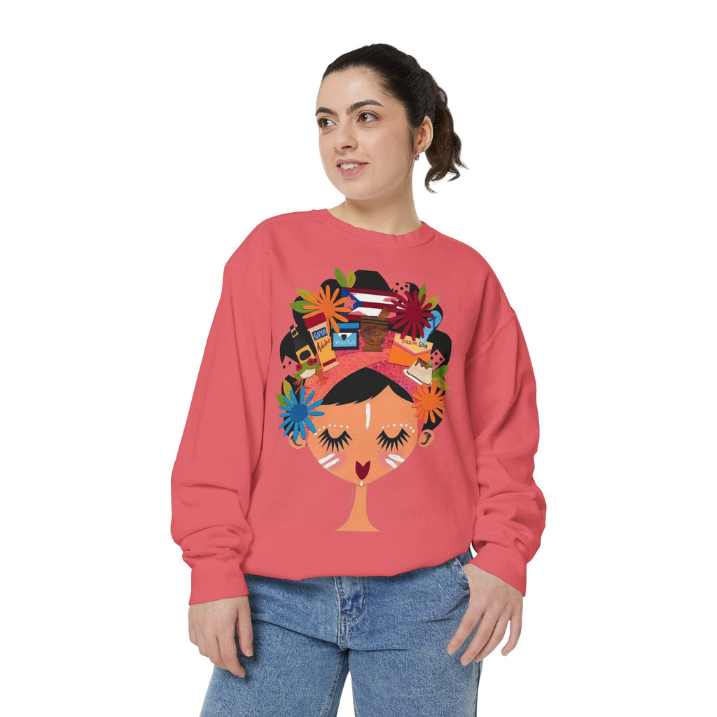Floral Fiesta Sweatshirt — Colorful Tropical Woman Graphic Puerto Rico Navidades