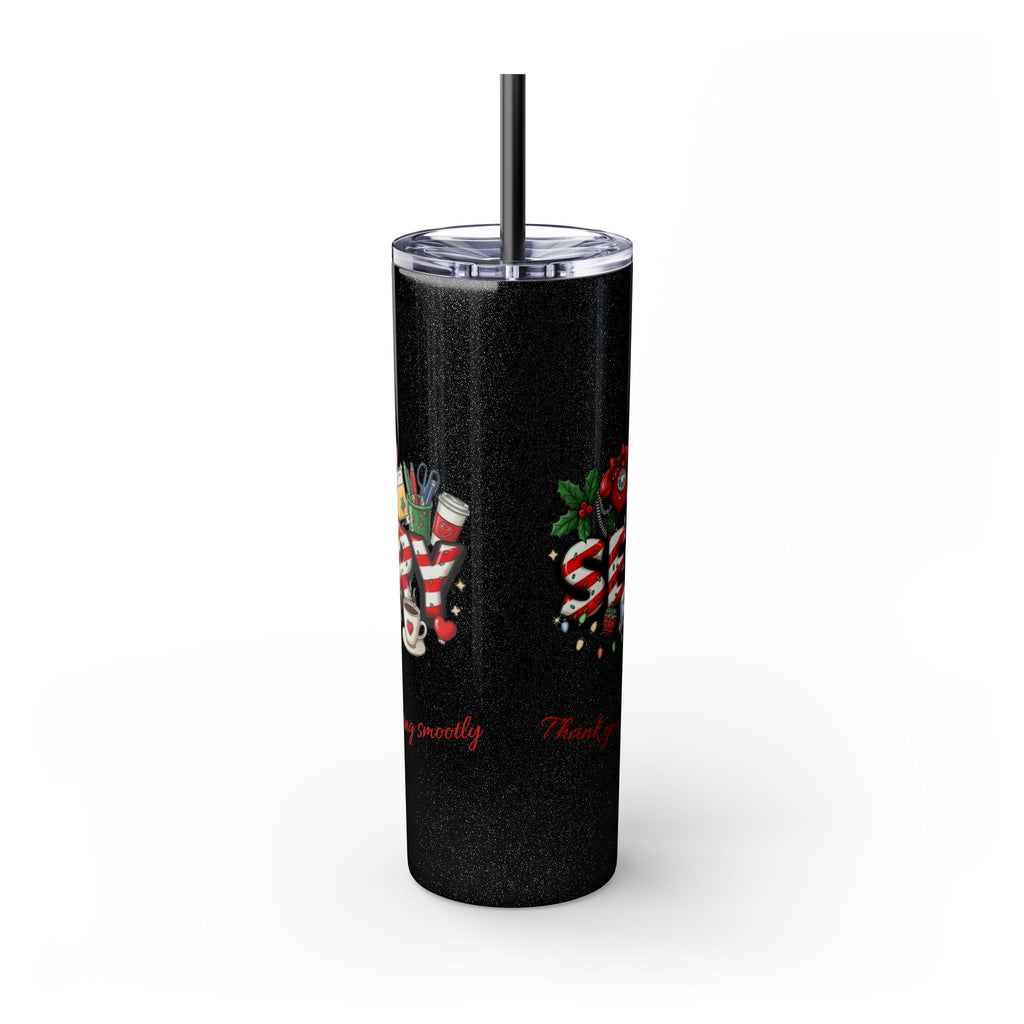 Christmas mug for the office team who keeps everything running smoothly. Candy Cane Christmas Office Secret Santa Design, 20oz with Straw