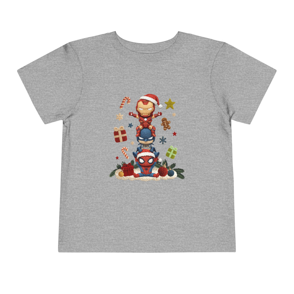 Toddler Tee  Cute Stacked Superhero Christmas Pile christmas kids collection