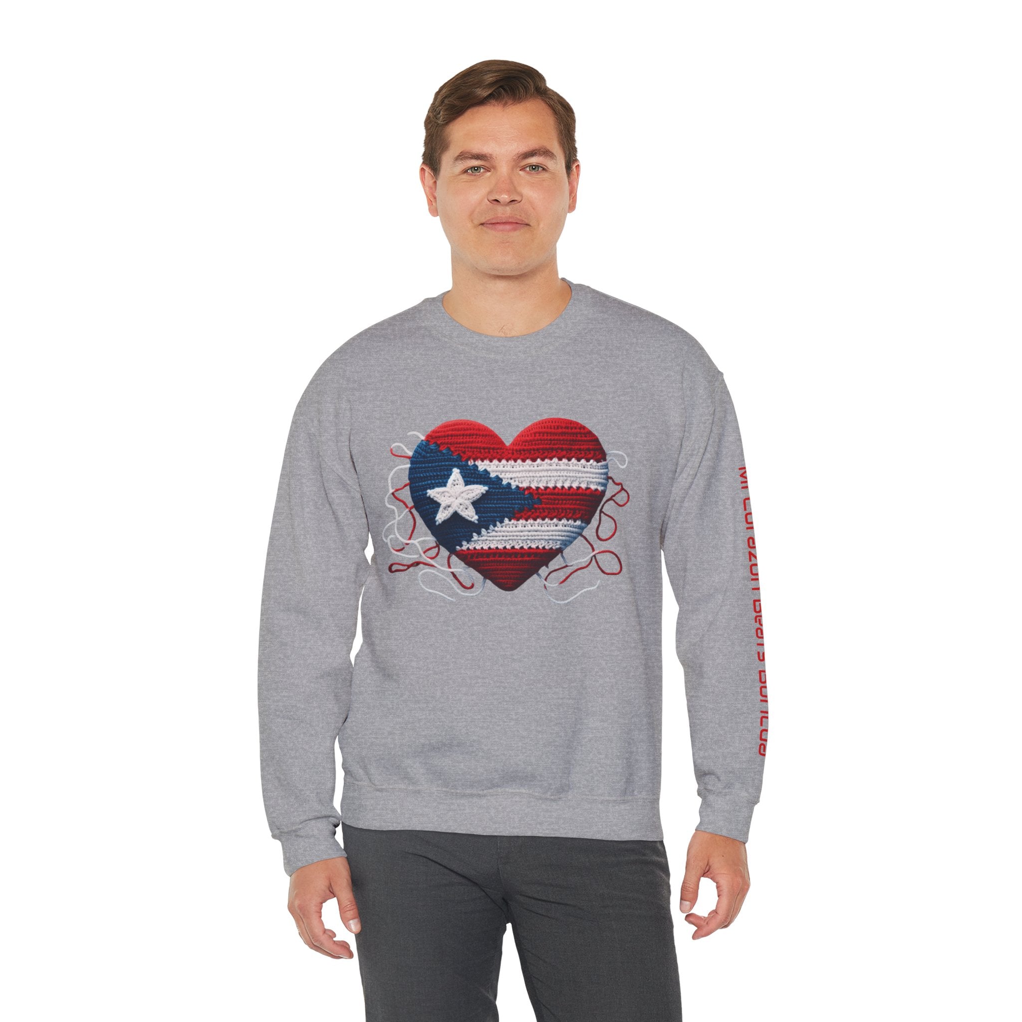 Puerto Rico Heart Crewneck Sweatshirt  Puerto Rican Flag Heart Knit Design