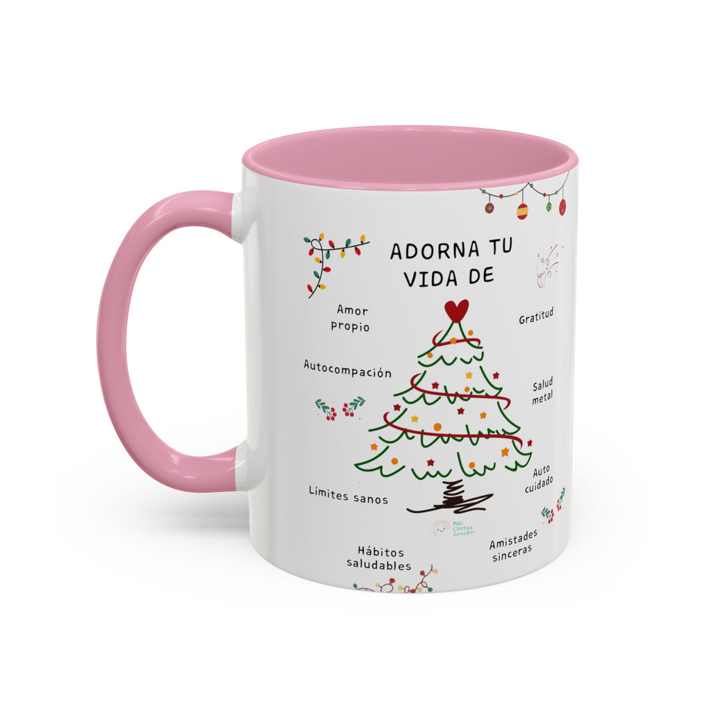 Mug — 'Adorna Tu Vida' Christmas Tree Spanish Holiday Coffee Mug (11oz/15oz)