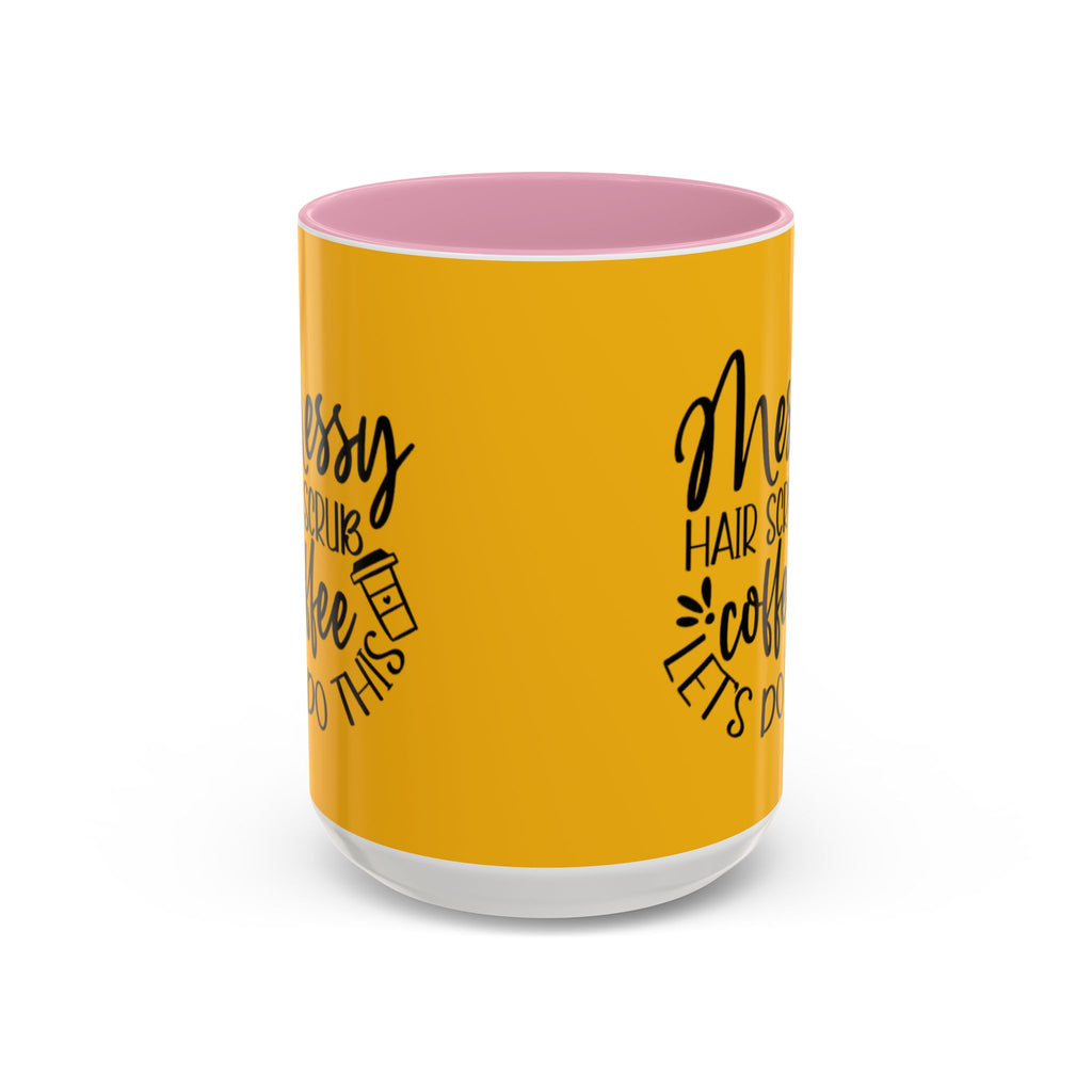 Holiday Coffee Cups with Festive Quotes & Designs Messy Hair Coffee Mug - Fun Yellow Ceramic Cup for Coffee Lovers