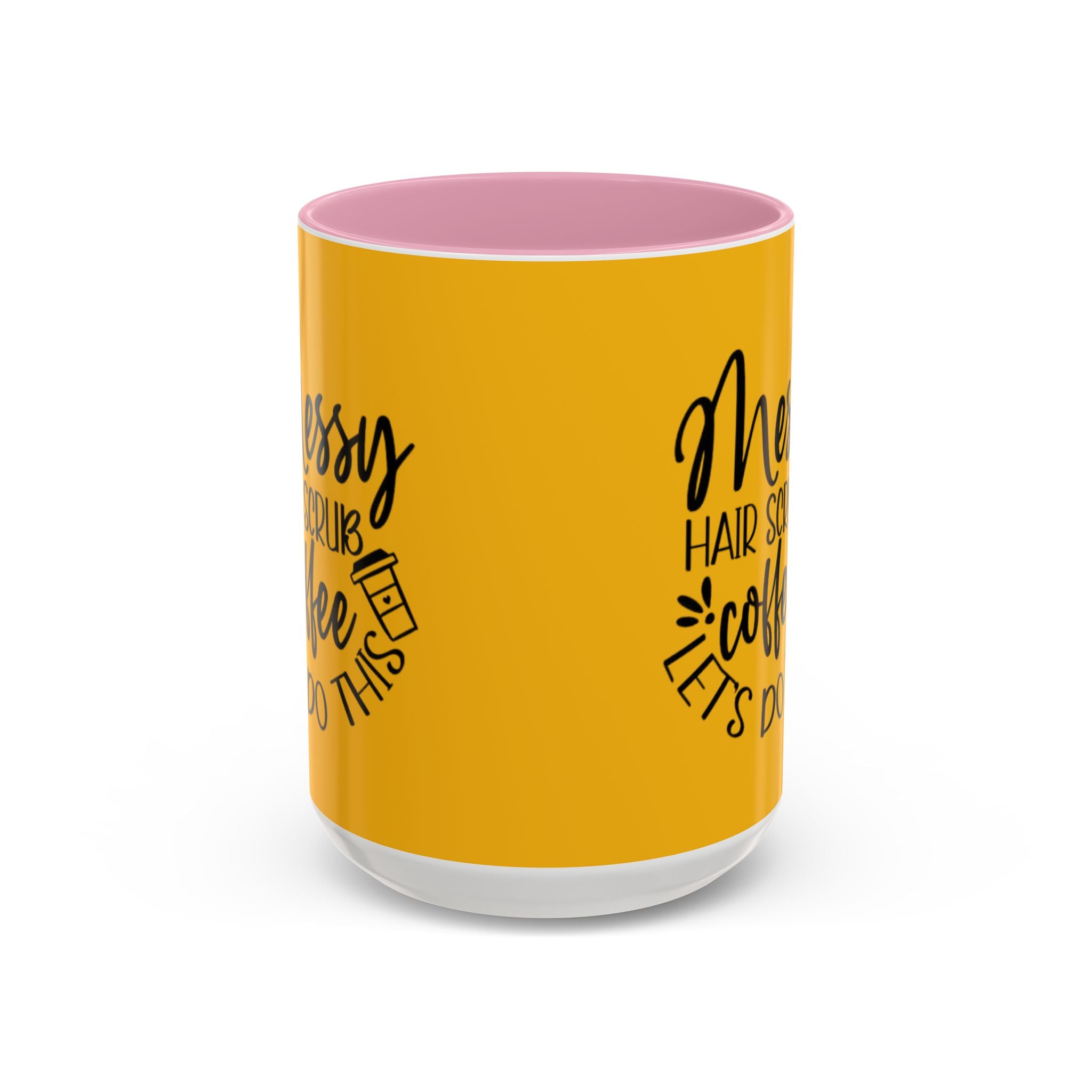 Holiday Coffee Cups with Festive Quotes & Designs Messy Hair Coffee Mug - Fun Yellow Ceramic Cup for Coffee Lovers