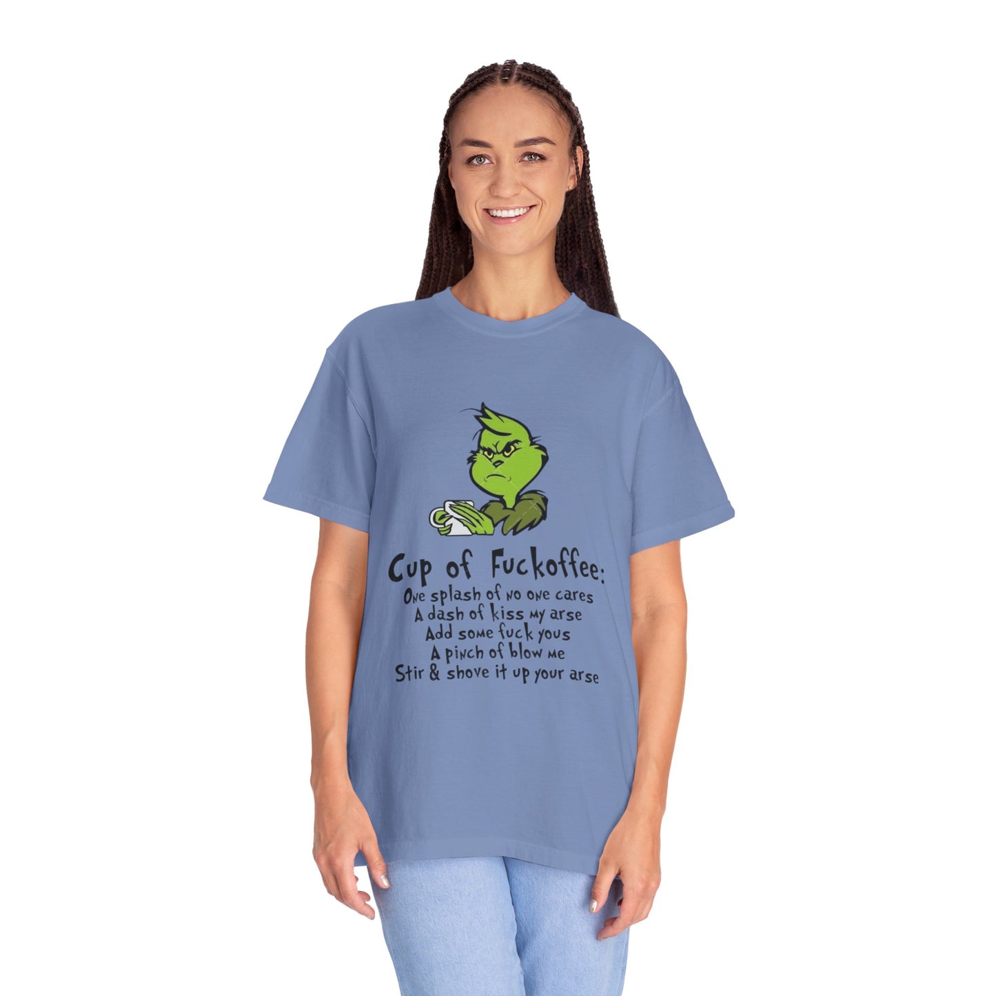 Holiday Graphic Tees  Cozy Festive Wear Funny Grinch-Inspired Unisex T-Shirt Cup of Fuckoffee