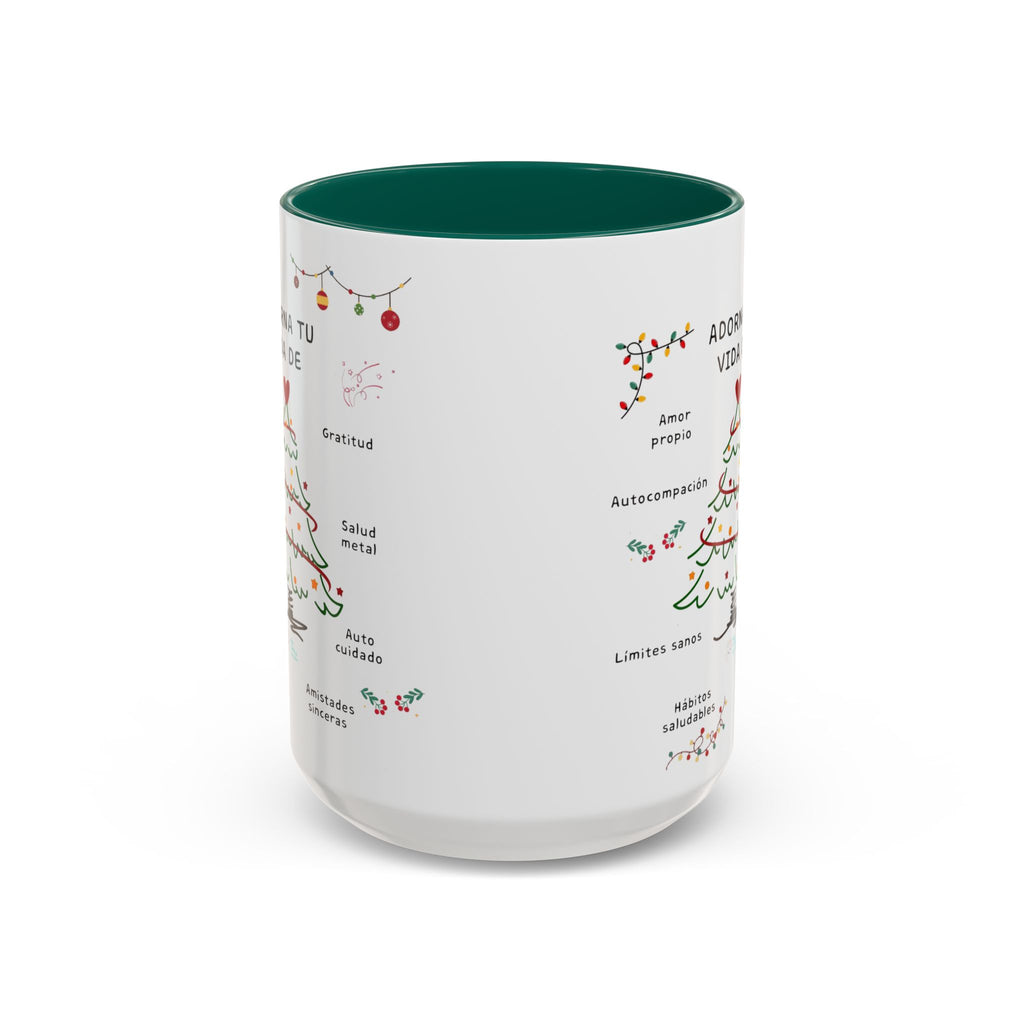 Mug — 'Adorna Tu Vida' Christmas Tree Spanish Holiday Coffee Mug (11oz/15oz)