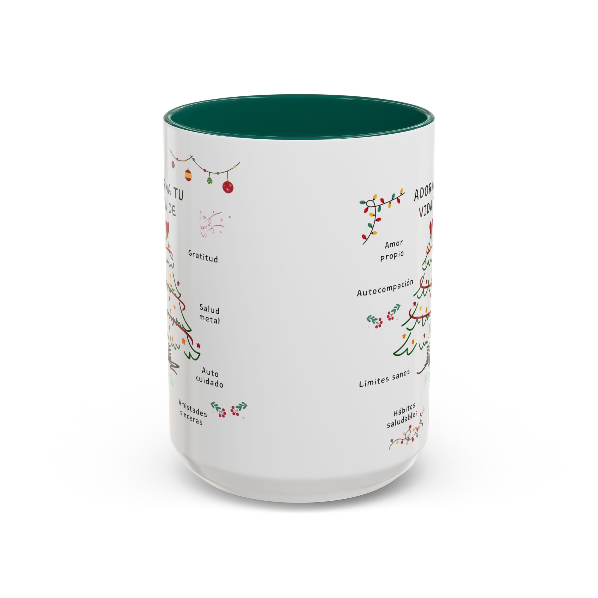Mug — 'Adorna Tu Vida' Christmas Tree Spanish Holiday Coffee Mug (11oz/15oz)