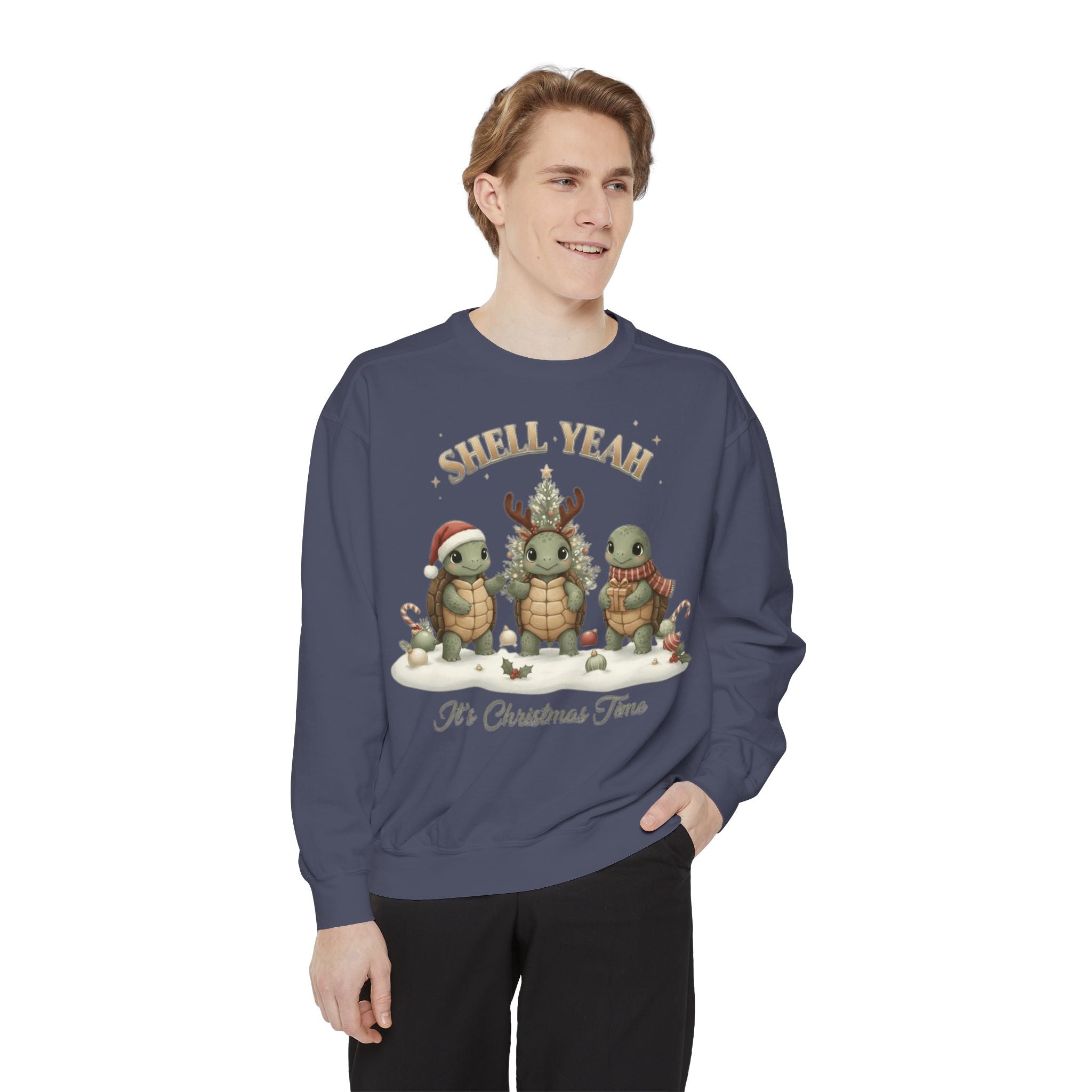 Christmas Turtle Sweatshirt  "Shell Yeah, It’s Christmas Time" Holiday Pullover