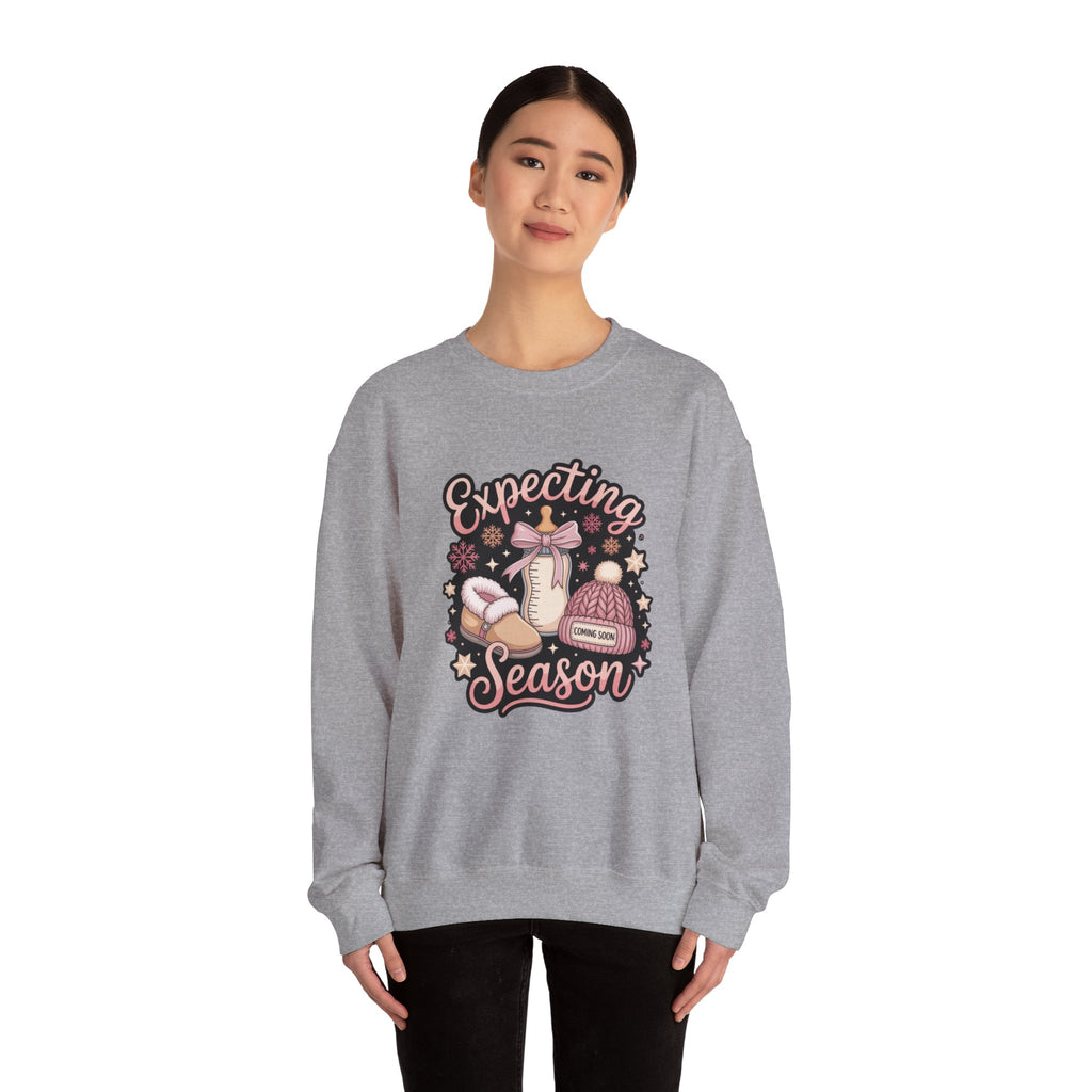 Expecting Season Sweatshirt  Cute Pregnancy Announcement Pullover Cartoon Christmas T-shirts and Sweaters