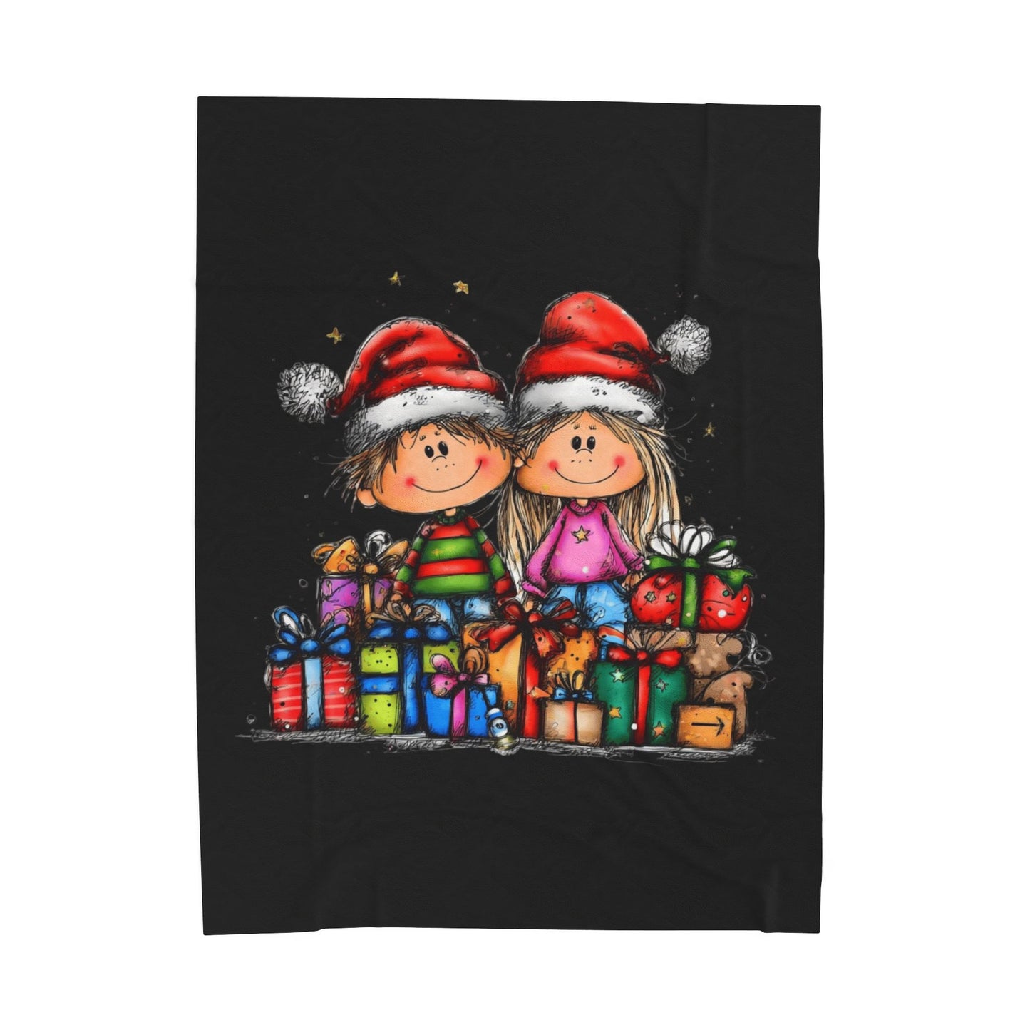 Christmas Kids & Gifts Velveteen Plush Blanket