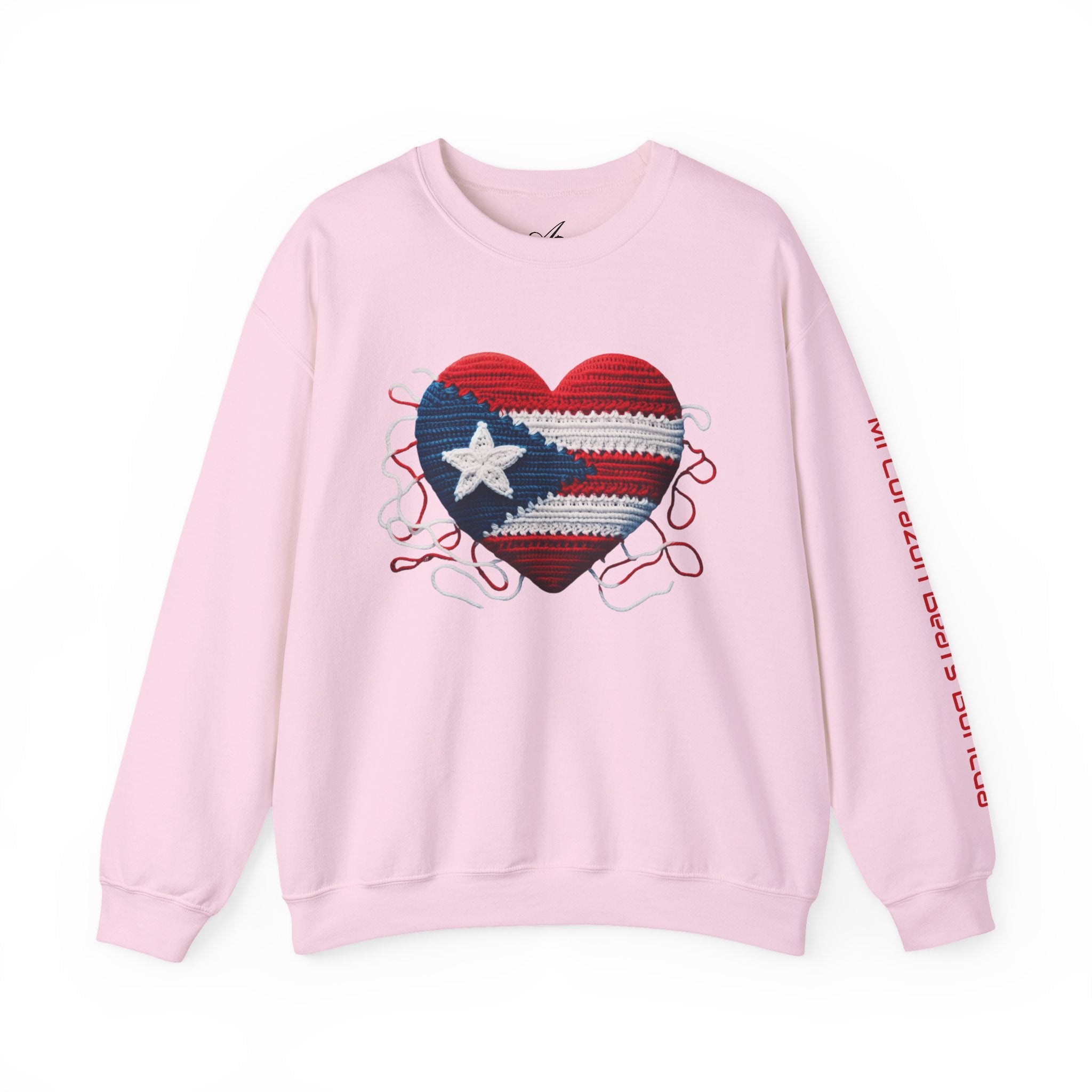 Puerto Rico Heart Crewneck Sweatshirt  Puerto Rican Flag Heart Knit Design