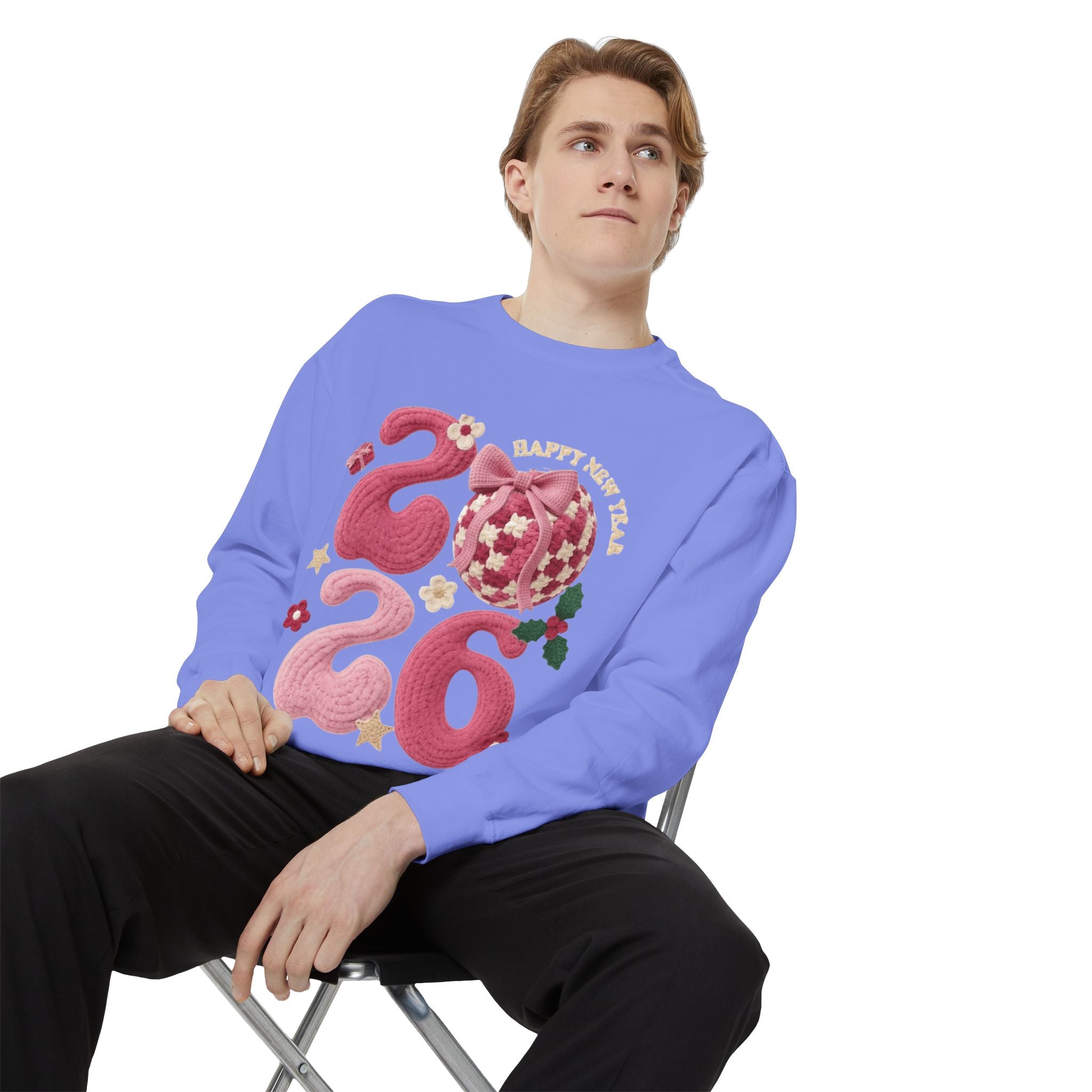 Happy New Year 2026 Sweater  Pink Festive Graphic Sweatshirt
