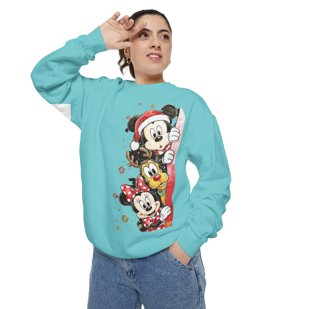Christmas Disney Characters Sweatshirt  Mickey, Minnie & Pluto Holiday Crew Cartoon Christmas T-shirts and Sweaters
