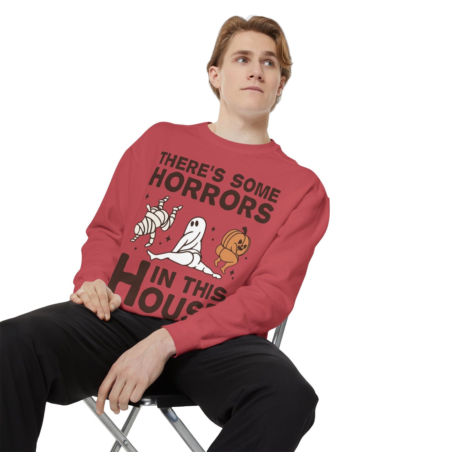 Halloween Themed Unisex Sweatshirt - Fun Ghosts & Mummy Design for Fall, Cozy Casual Wear, Halloween Party, Gift for Friends, Autumn Vibes