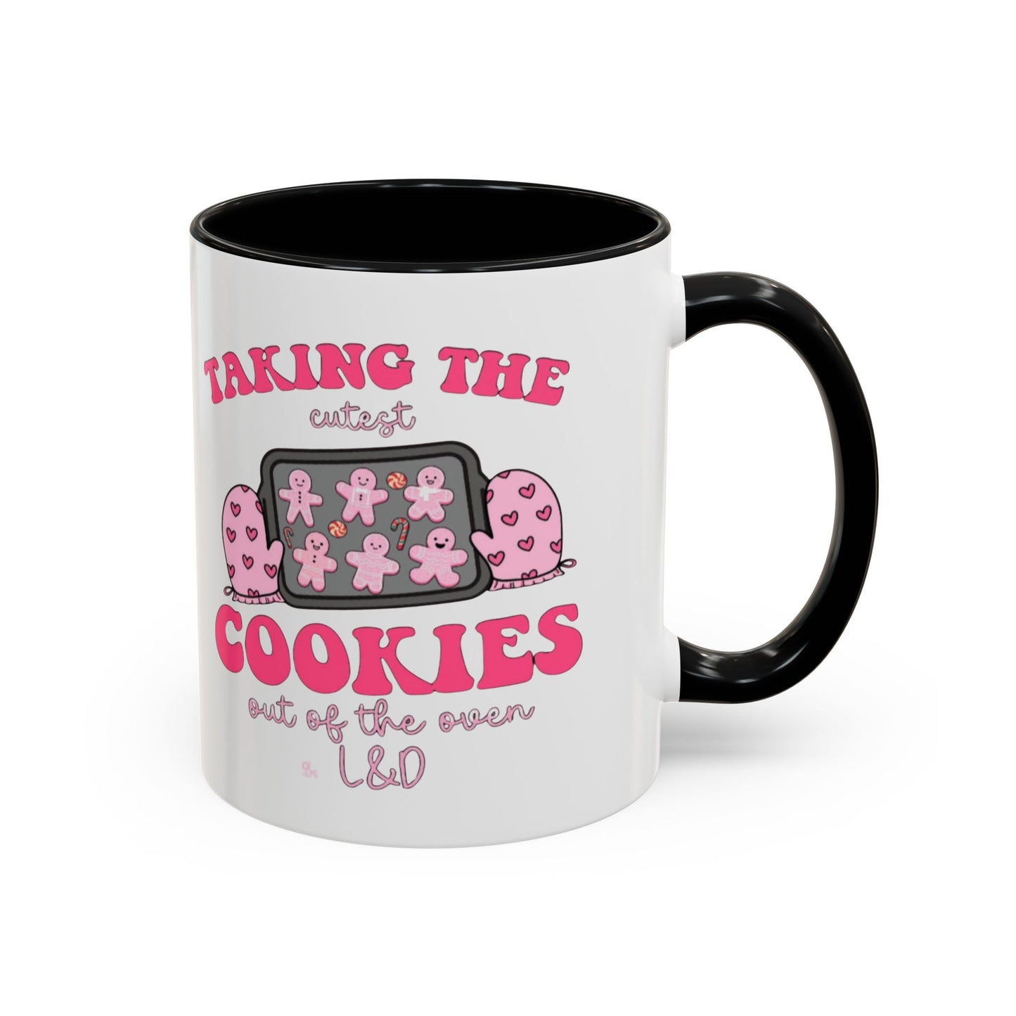 Accent Coffee Mug — "Taking the Cookies" Cute Pink Baking Design Coffee Cup for Fun Celebrations