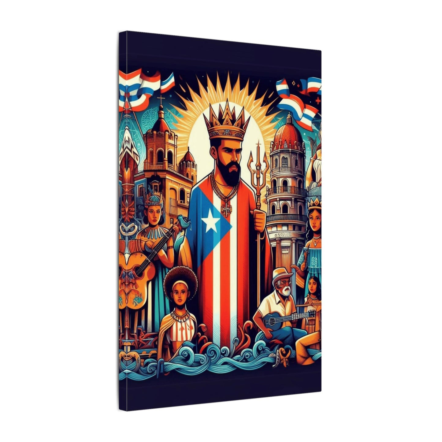 Vibrant Puerto Rican Art Canvas, Cultural Wall Decor, Celebration Decor, Unique Gift, Home Accent, Multi-Size