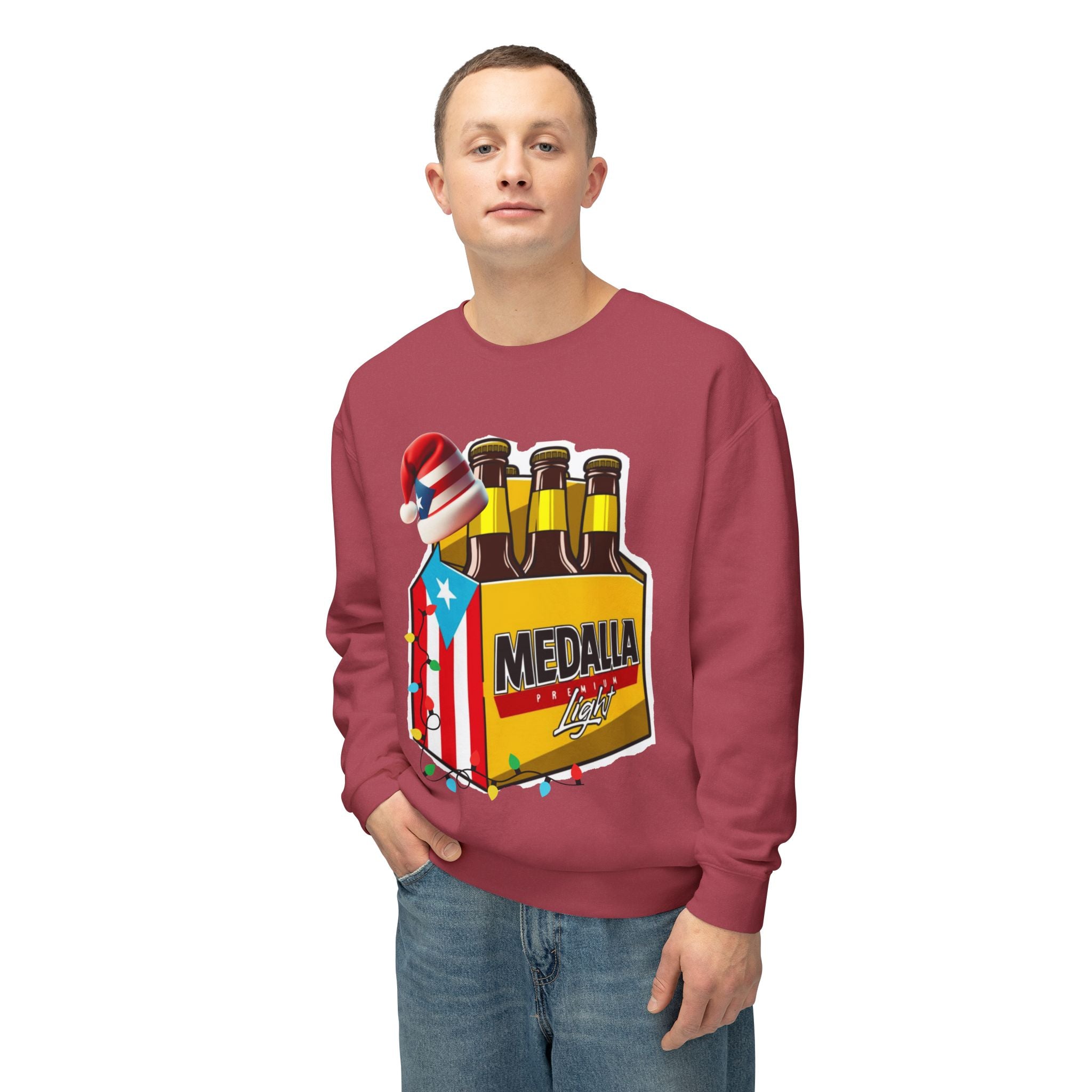 Medalla Light Puerto Rican Holiday Sweatshirt  Navidad Boricua Crewneck Puerto Rico Navidade