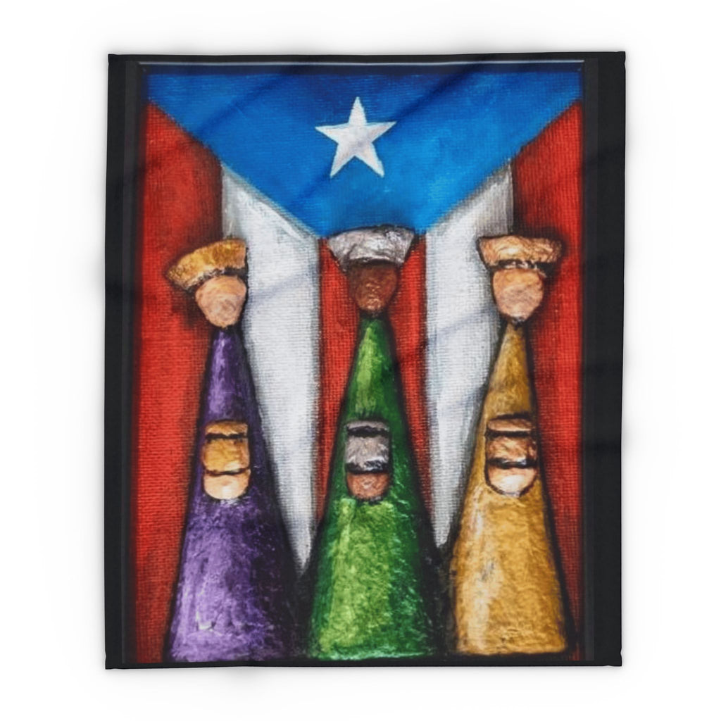 Puerto Rican Flag Nativity Fleece Blanket Three Kings Day Navidad Boricua