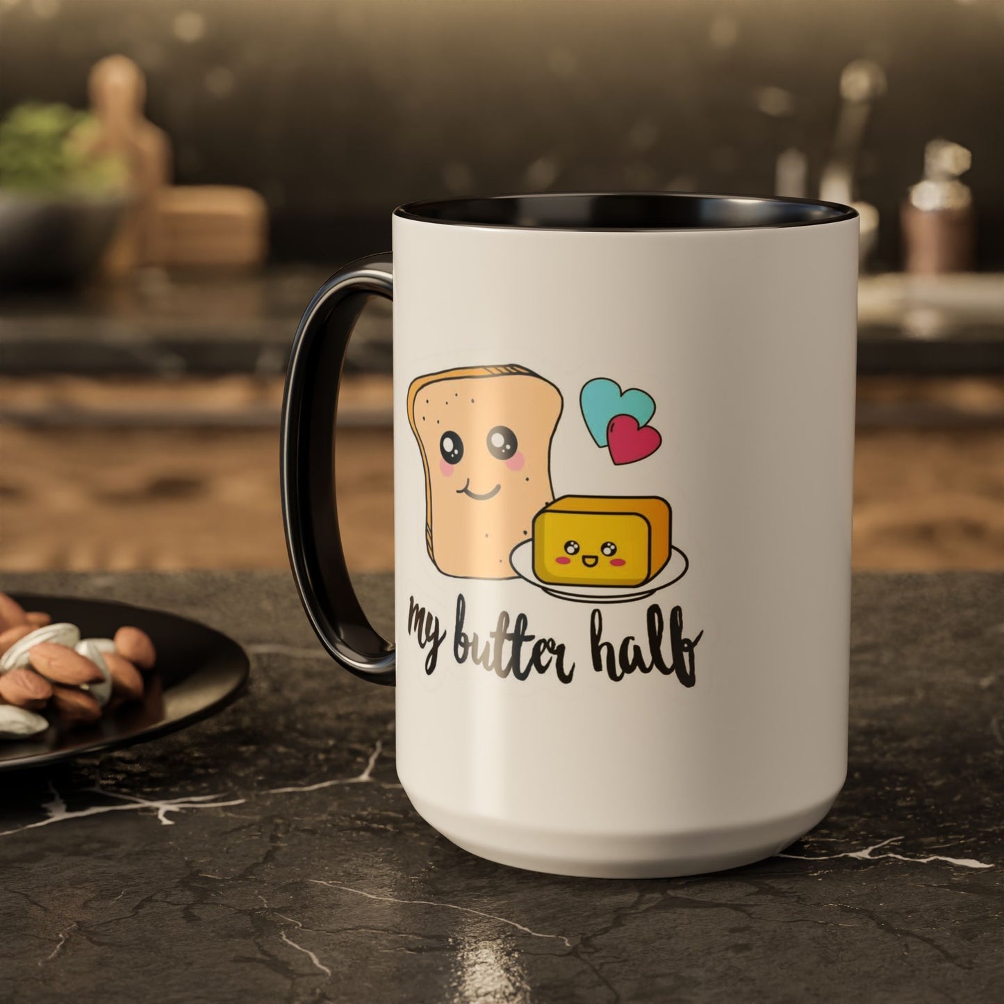 Motivational & Funny Quote Mugs Uplifting Coffee Cup Gifts Cute Foodie Relationship Mug My Butter Half Design, Colorful 11oz & 15oz
