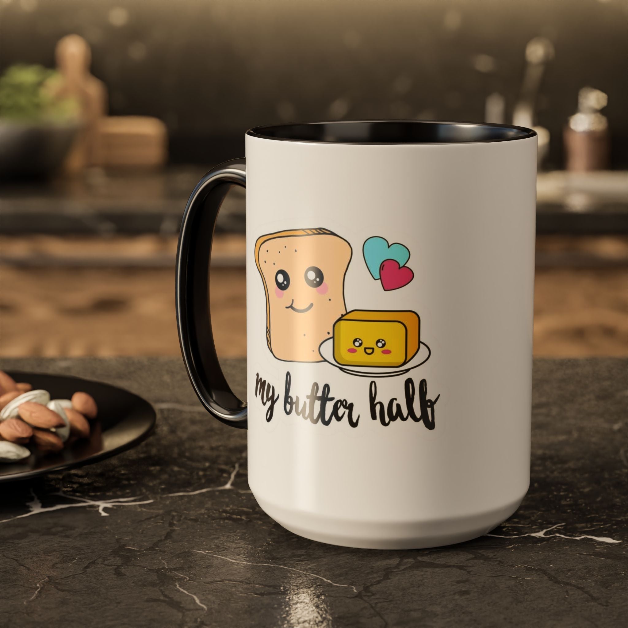Motivational & Funny Quote Mugs Uplifting Coffee Cup Gifts Cute Foodie Relationship Mug My Butter Half Design, Colorful 11oz & 15oz