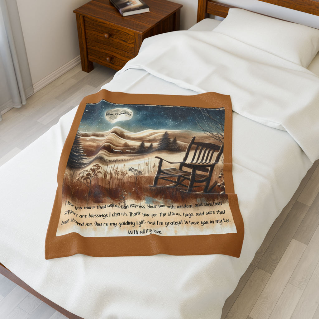'Dear Grandma' Rocking Chair Winter Landscape Keepsake Blanket Blanket Gift for Grandma