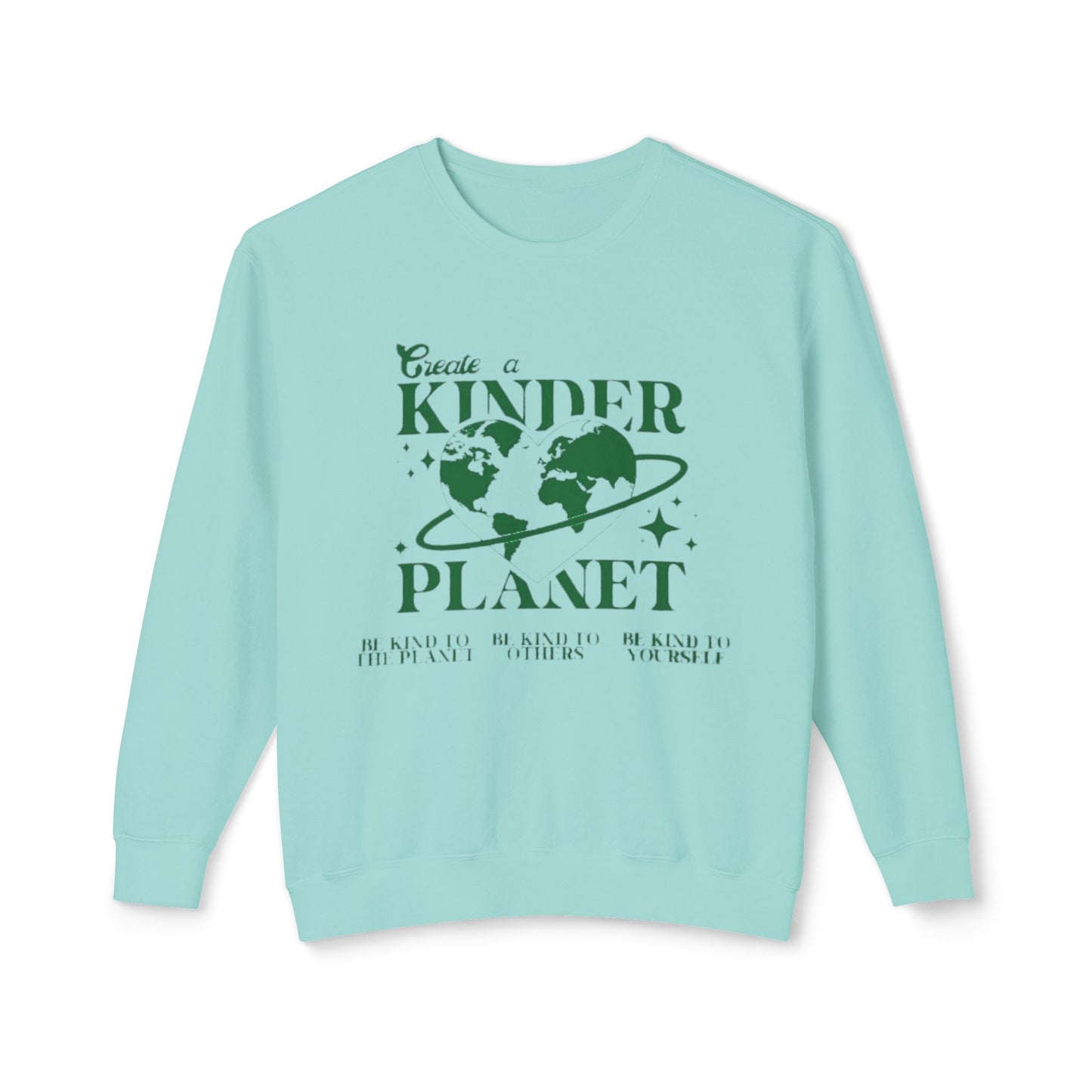 Kinder Planet Crewneck Sweatshirt Eco-Friendly Earth Day Graphic Pullover