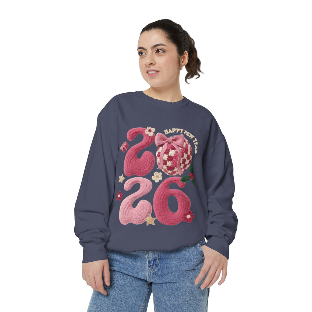 Happy New Year 2026 Sweater  Pink Festive Graphic Sweatshirt