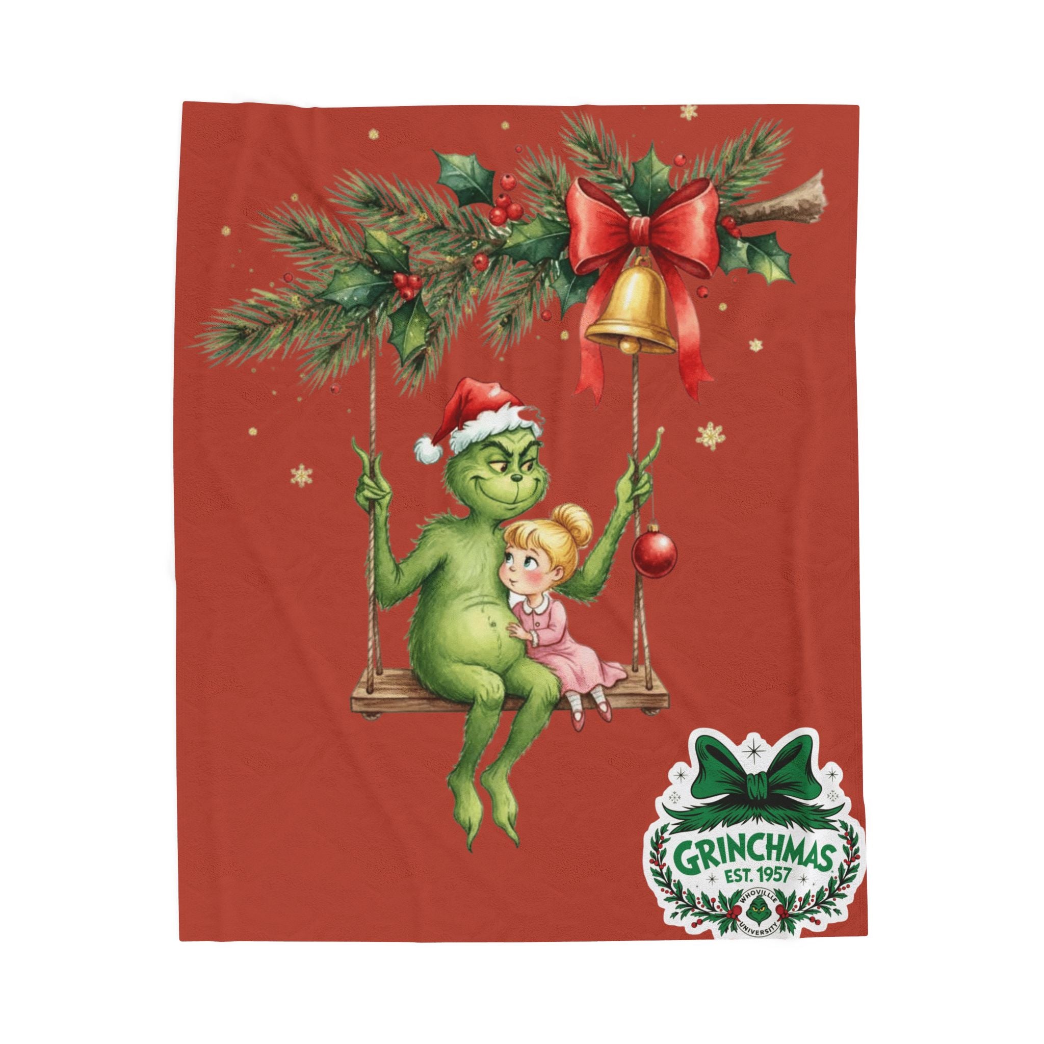 “Winter Wonderland Cartoon Fleece Blanket Grinchmas Velveteen Plush Blanket Holiday Grinch & Cindy Lou Cozy Throw