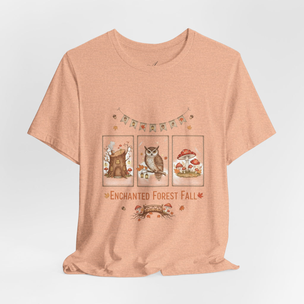 Enchanted Forest Fall Tee, Cute Owl Shirt, Autumn Graphic Tee, Nature Lover Gift, Cozy Fall Apparel, Wildlife T-Shirt, Unisex Fall Top