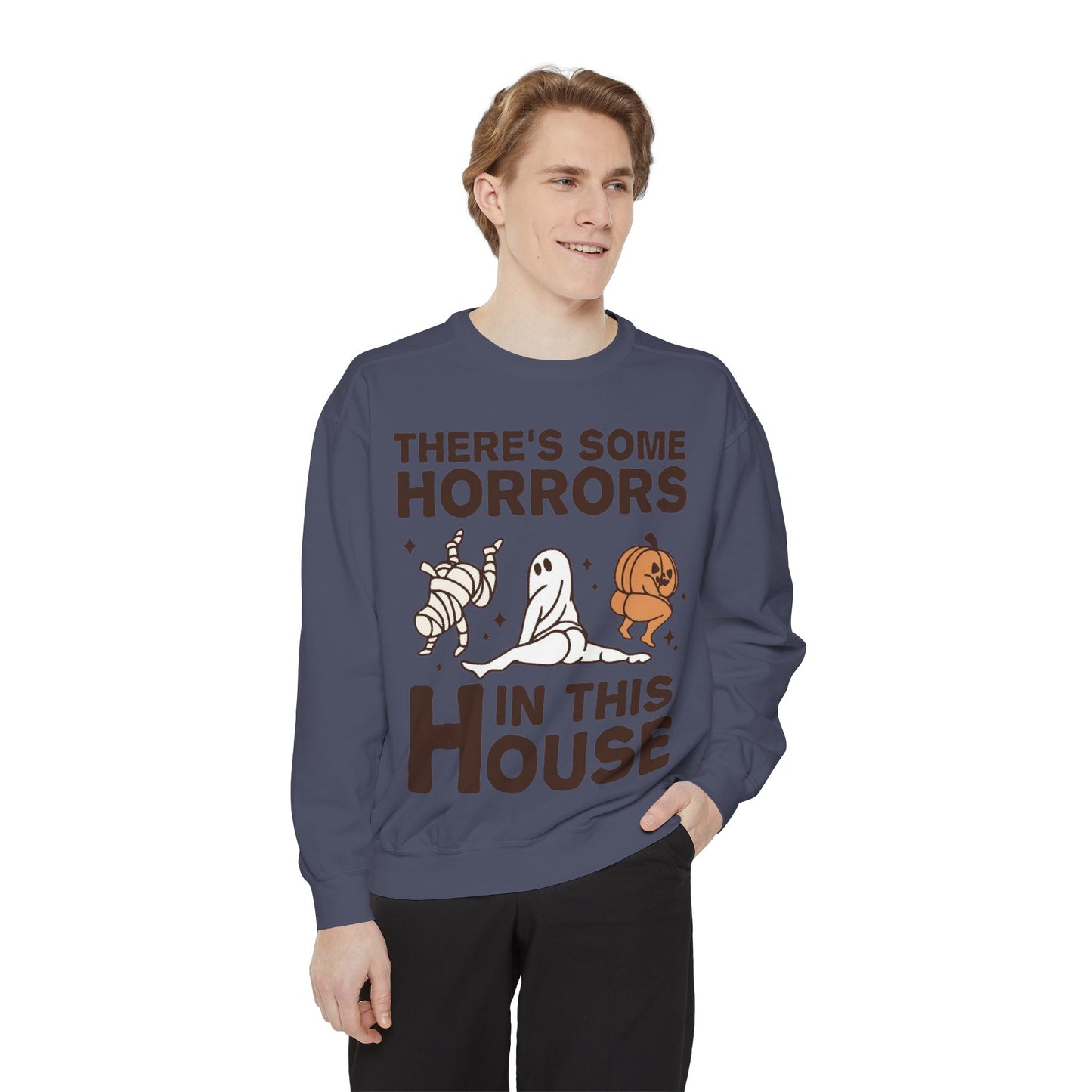 Halloween Themed Unisex Sweatshirt - Fun Ghosts & Mummy Design for Fall, Cozy Casual Wear, Halloween Party, Gift for Friends, Autumn Vibes