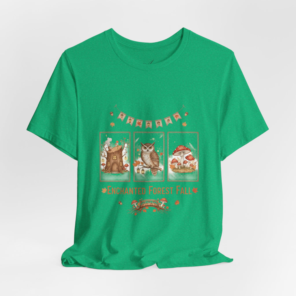 Enchanted Forest Fall Tee, Cute Owl Shirt, Autumn Graphic Tee, Nature Lover Gift, Cozy Fall Apparel, Wildlife T-Shirt, Unisex Fall Top