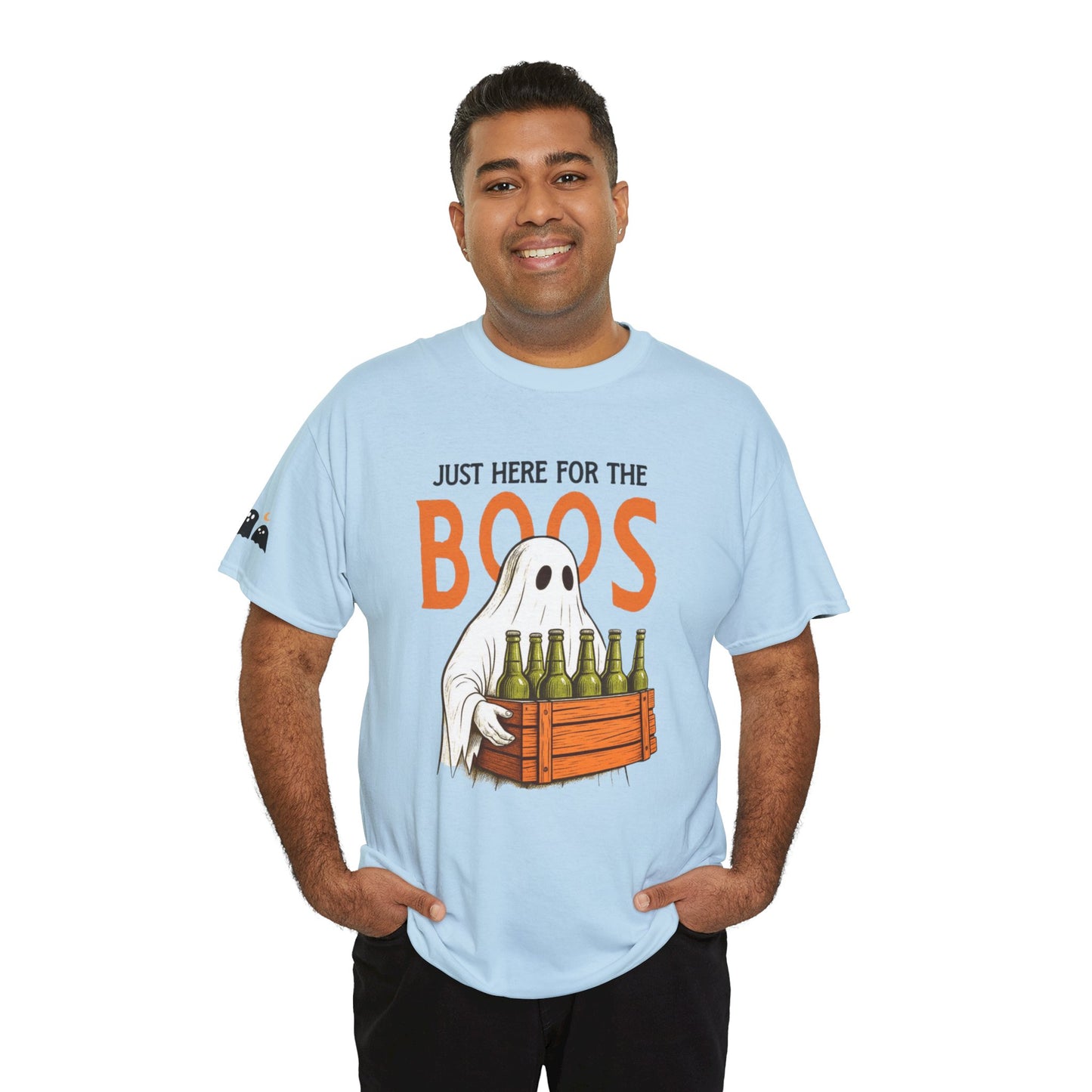Just Here for the Boos Halloween Tee, Funny Ghost Shirt, Unisex Cotton T-Shirt, Spooky Party Apparel, Halloween Costume Top