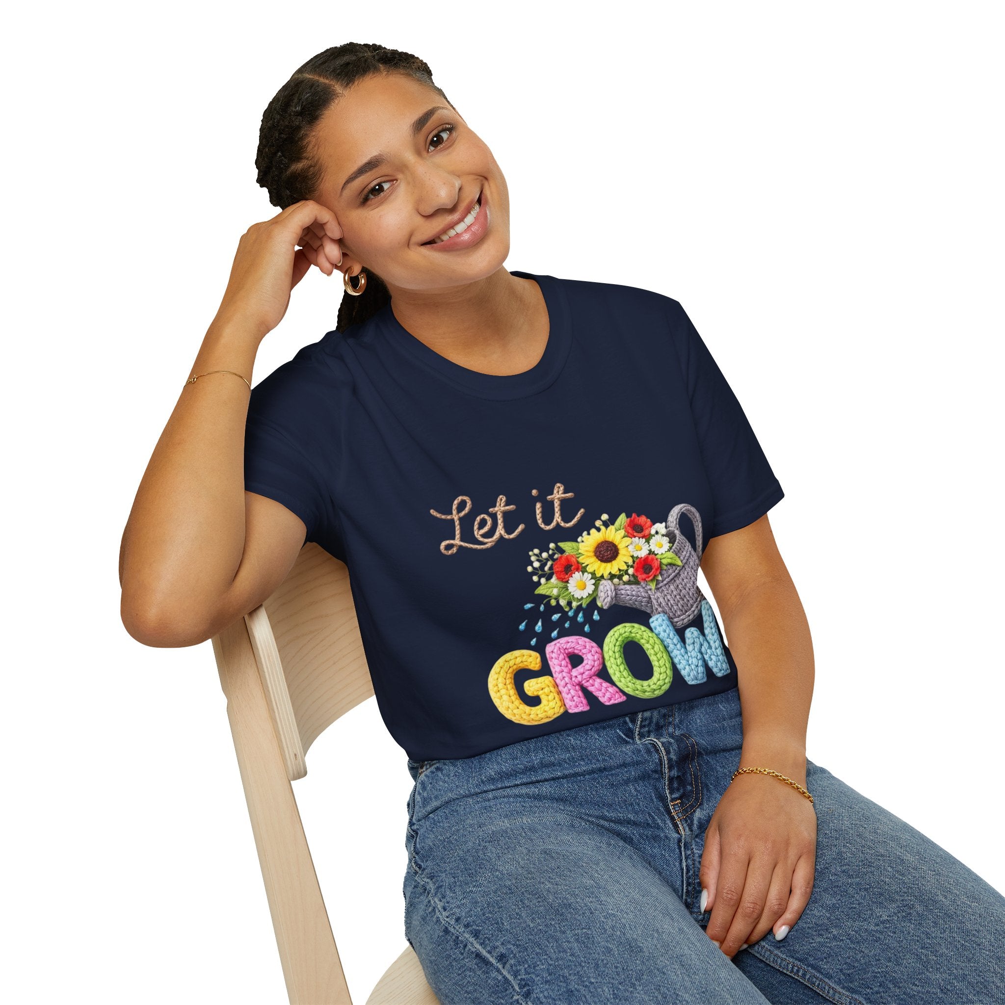 Let It Grow T-Shirt — Floral Watering Can Garden Tee