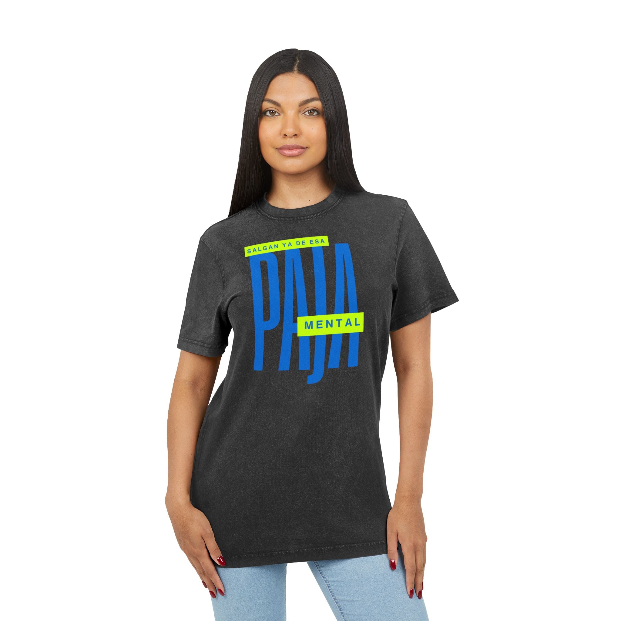 Orgullo puertorriqueño Acid Washed Tee  Bold "Paja Mental" Graphic Streetwear