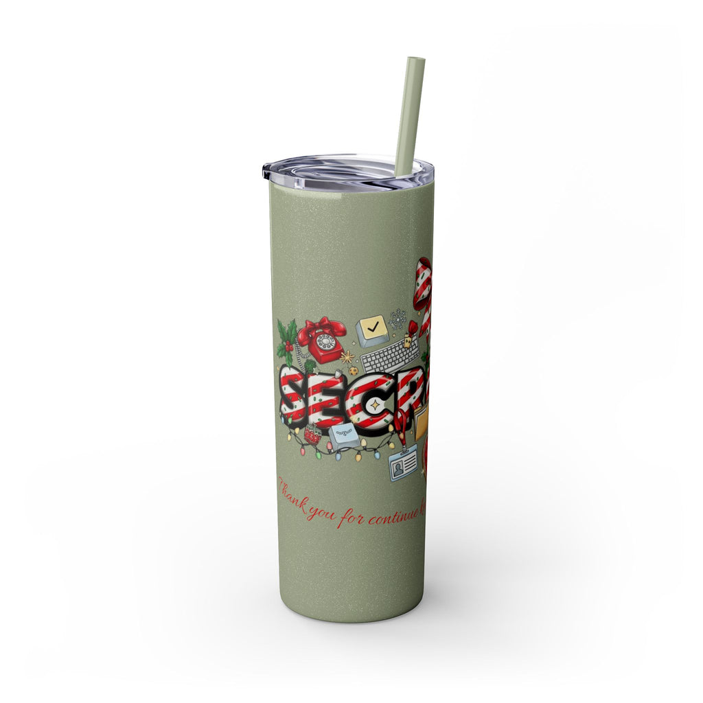 Christmas mug for the office team who keeps everything running smoothly. Candy Cane Christmas Office Secret Santa Design, 20oz with Straw