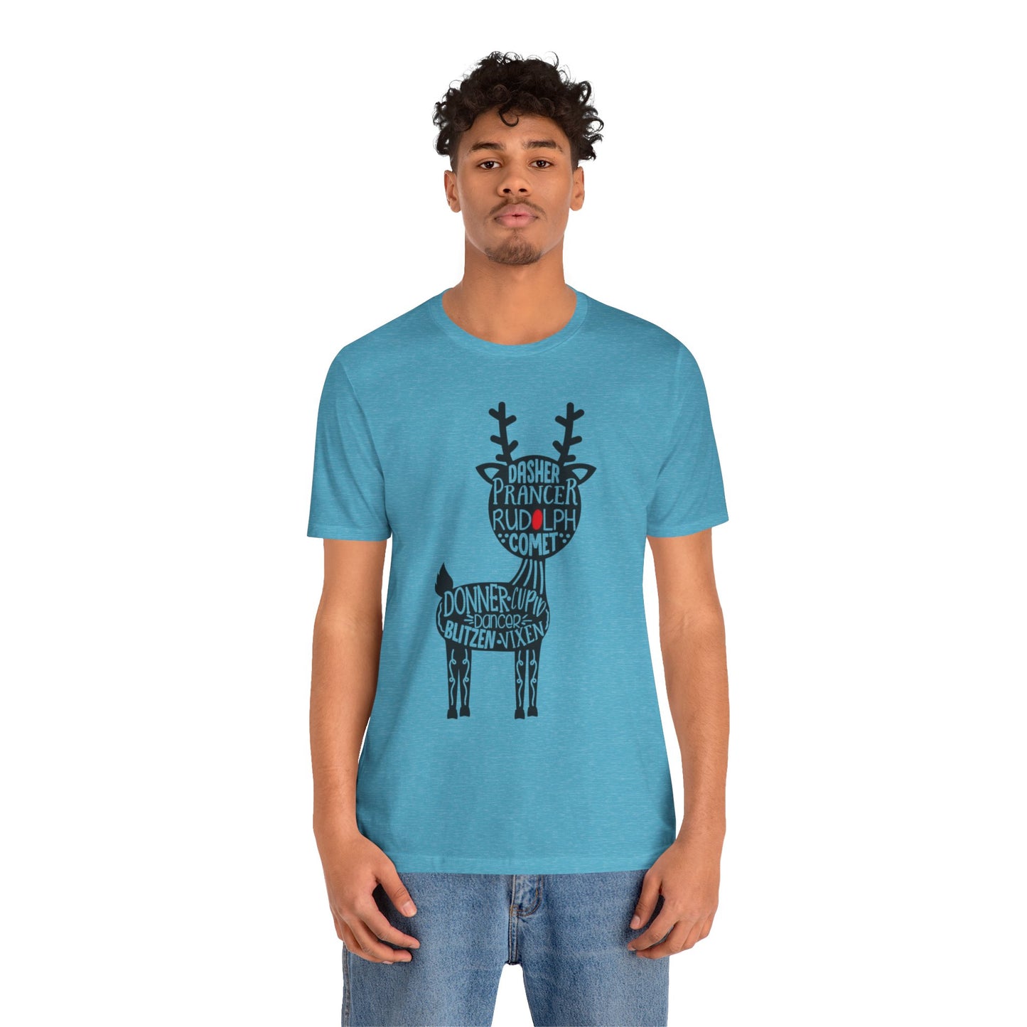 Christmas Reindeer Graphic Tee - Unisex Jersey Short Sleeve Shirt