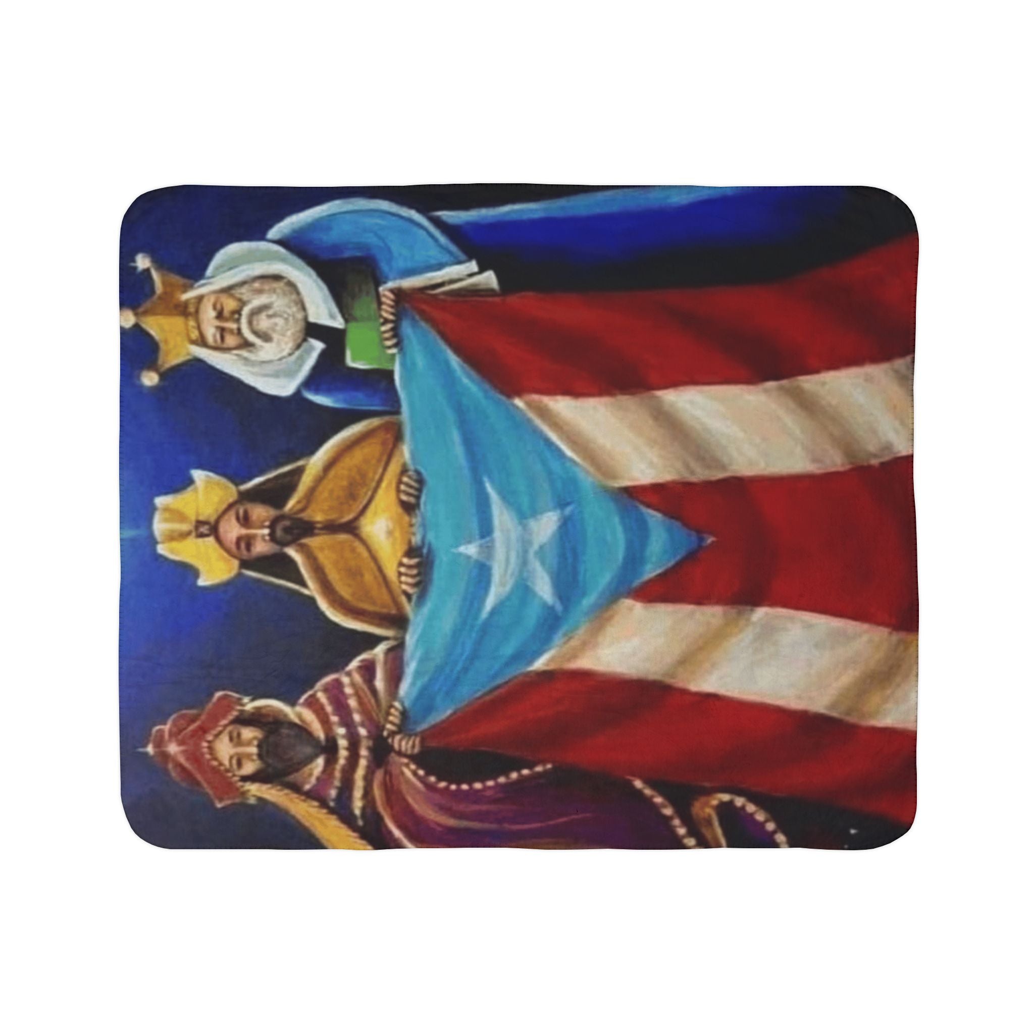 Puerto Rican Flag Three Kings Fleece Sherpa Blanket Colección Navidades Puerto Rico – Nueva Colección de Navidad!