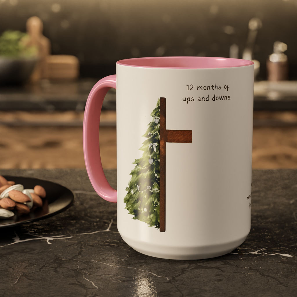 Christian Cross & Pine Tree Mug — Faith Reminder Coffee Cup (11oz/15oz)