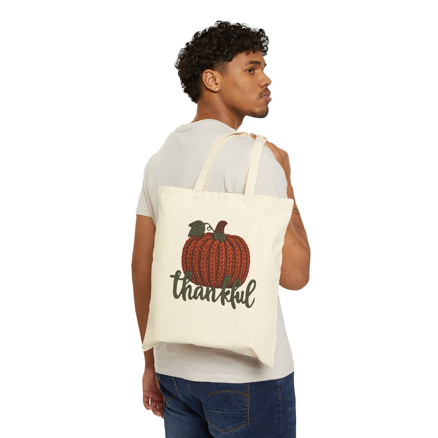 Thankful Pumpkin Tote Bag Christmas Tote Bag  Festive Holiday Design