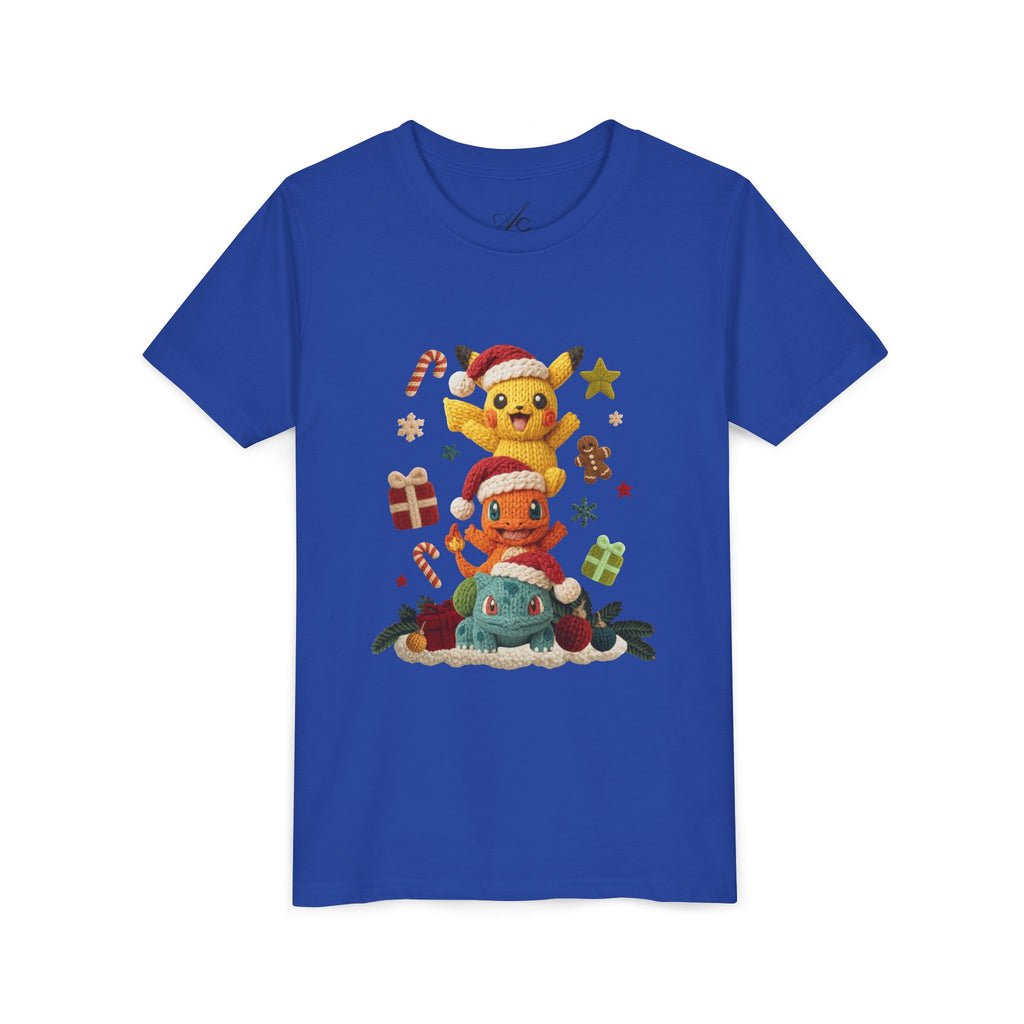 Kids Holiday Tee  Cute Stacked cartoon Characters Christmas Design