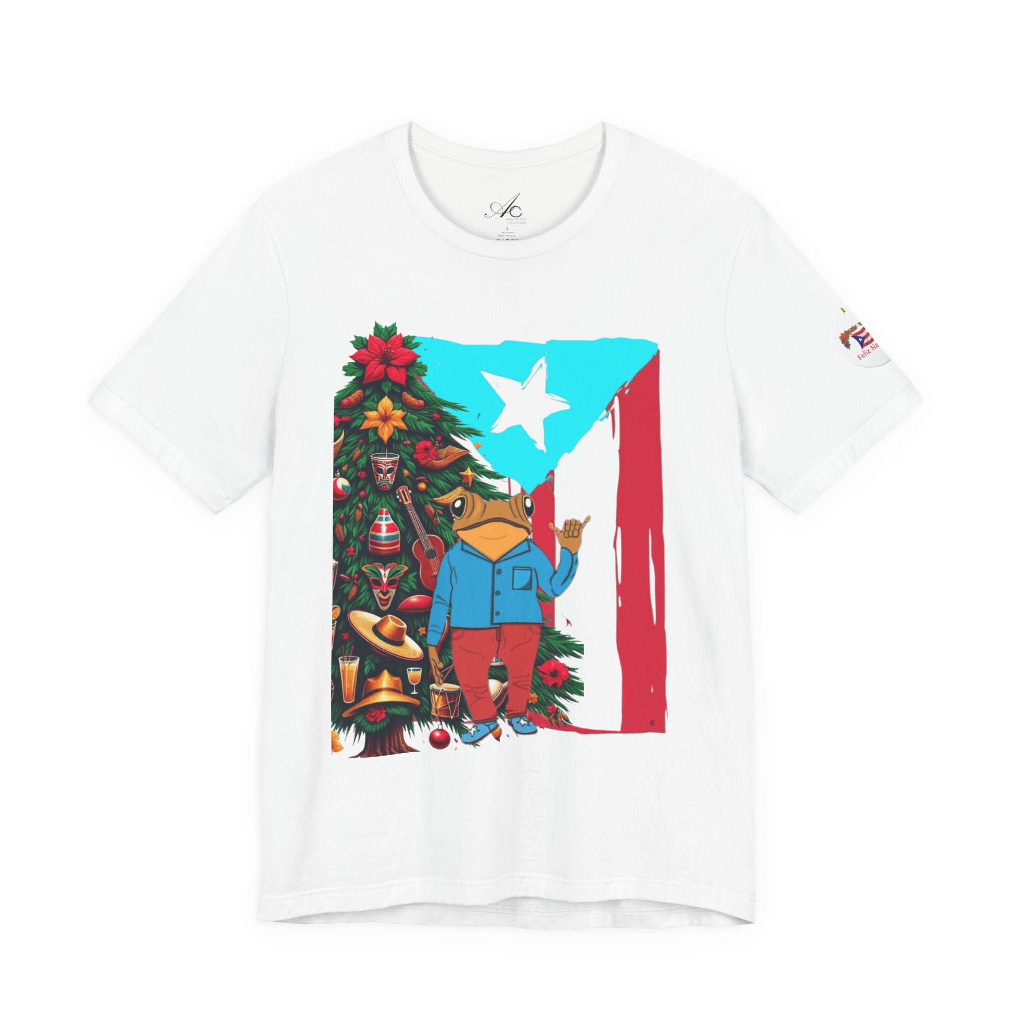 Puerto Rico Holiday T-Shirt  Coquí by Christmas Tree Graphic Puerto Rico’s Navidades